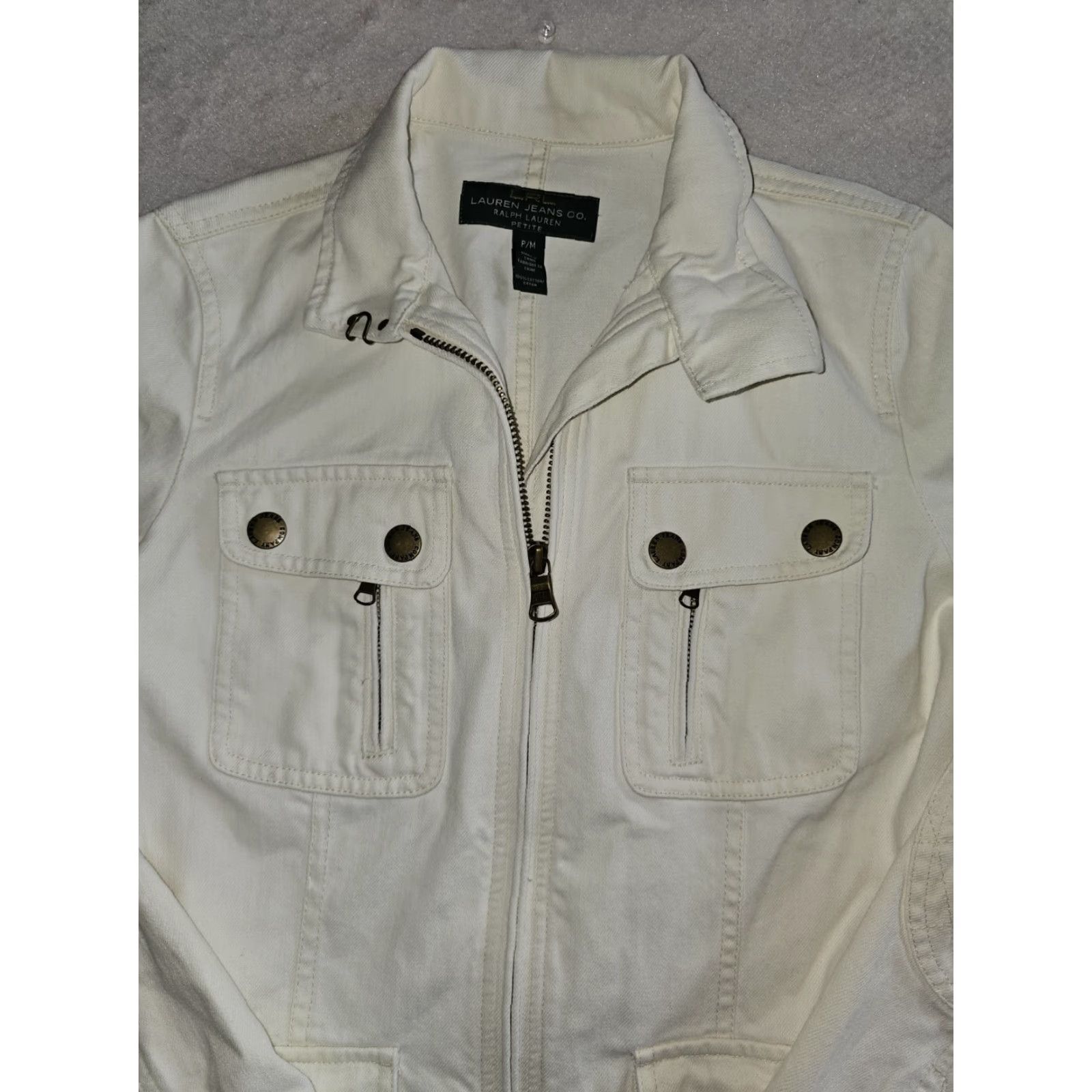 Ralph Lauren Lauren Ralph Lauren Denim Utility Jacket Full Zip Womens Sz P/Med Ivory Size M / US 6-8 / IT 42-44 - 2 Thumbnail