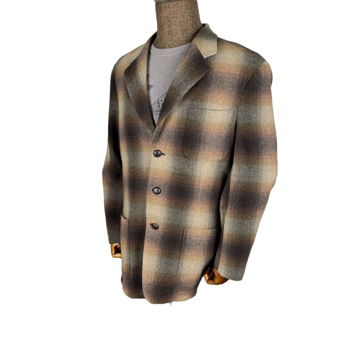 Japanese Brand ❄️INTERMEZZO JAPAN SHADOW PLAIDS BLAZER COAT Size US L / EU 52-54 / 3 - 17 Thumbnail