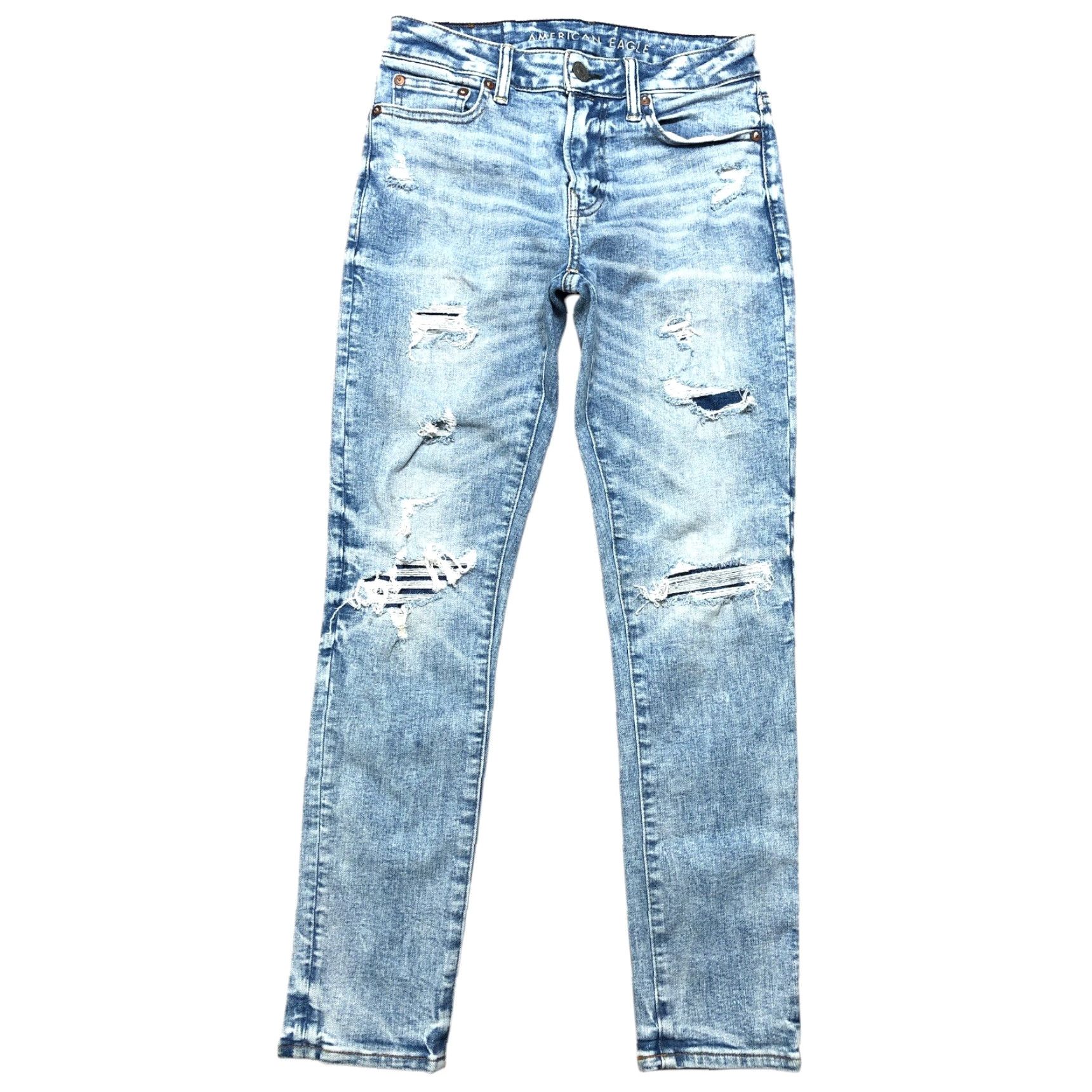 American Eagle Outfitters American Eagle Outfitters Jeans Mens 28x30 Jeans Athletic Skinny Blue Denim Distressed Zipper 5-Pocket USA Cowboy Logo Casual Regular Mens Size US 28 / EU 44 - 2 Thumbnail