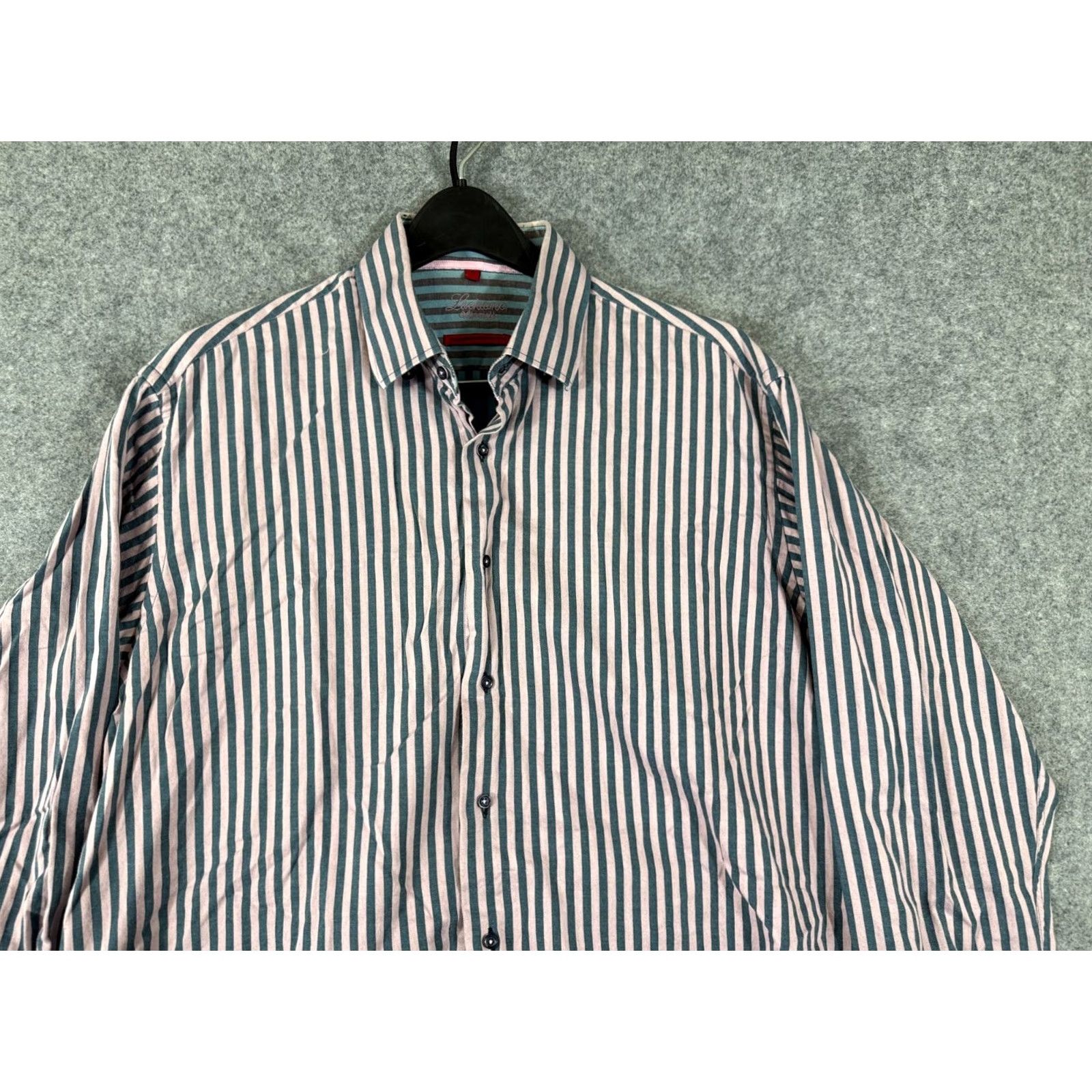 Luchiano Visconti Luciano Visconti Button-Up Shirt Mens XL Pink Blue Striped Long Sleeve Collared Shirt Size US XL / EU 56 / 4 - 3 Thumbnail