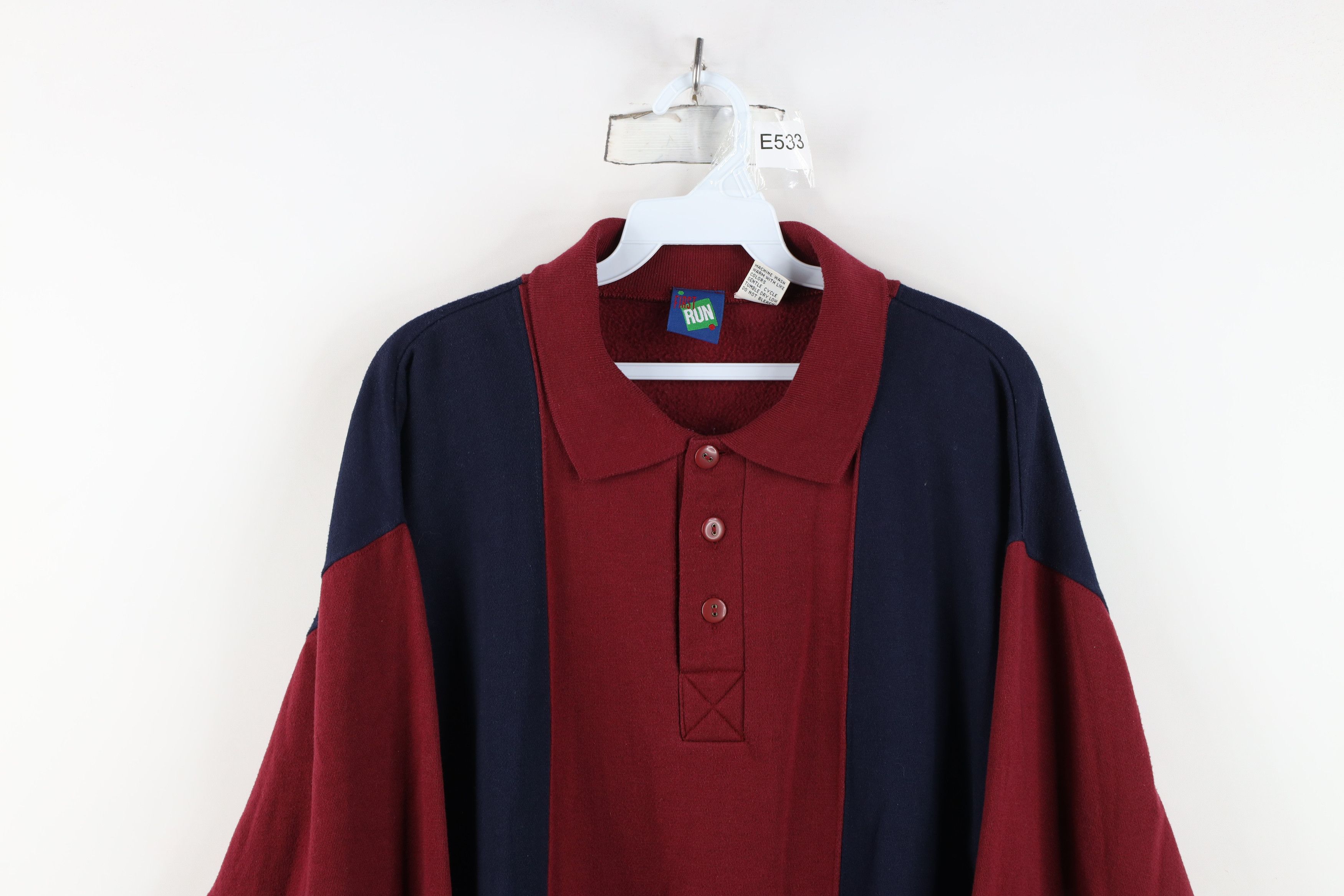 Vintage Vintage 90s Streetwear Block Striped Collared Sweatshirt Size US M / EU 48-50 / 2 - 2 Thumbnail