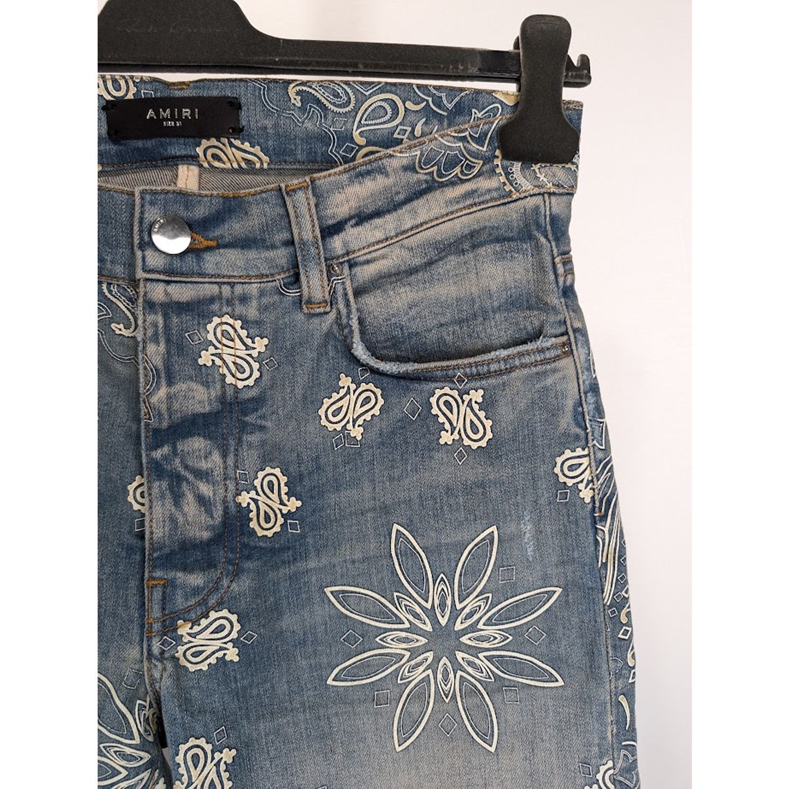 Amiri o1rshd1 Q:2 / Flocked Bandana Jeans in Clay Indigo Size US 31 - 10 Thumbnail
