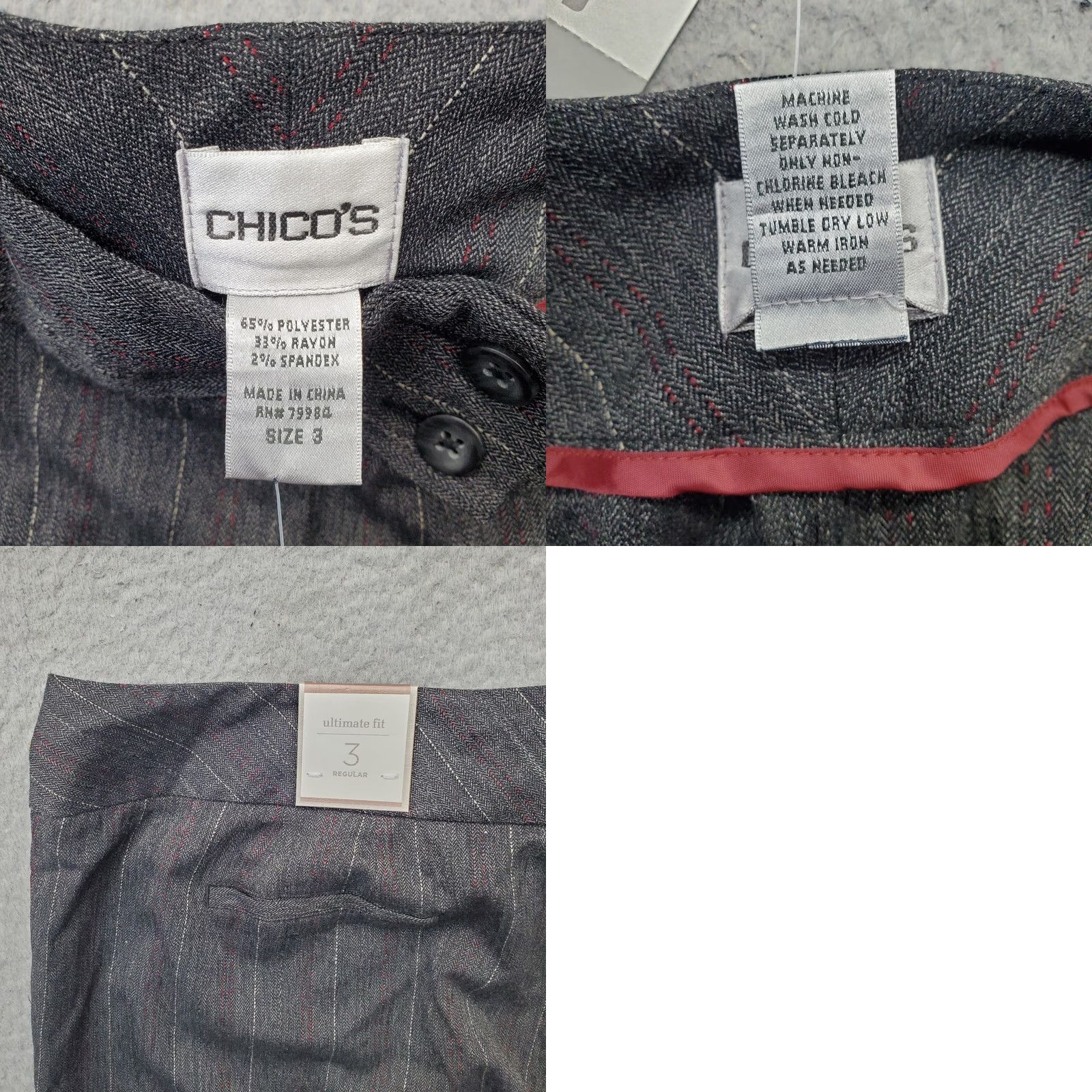 Vintage Chico's Trouser Pants Womens XL Multi Stretch Pinstriped Ultimate Fit Straight Pant Shirt? Size 40" / US 18 - 8 Thumbnail