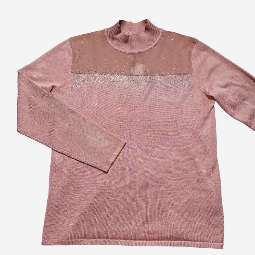 Other NWT New Cable & Gauge Dusty Rose Rhinestones Turtleneck Swe Size L / US 10 / IT 46 - 5 Thumbnail