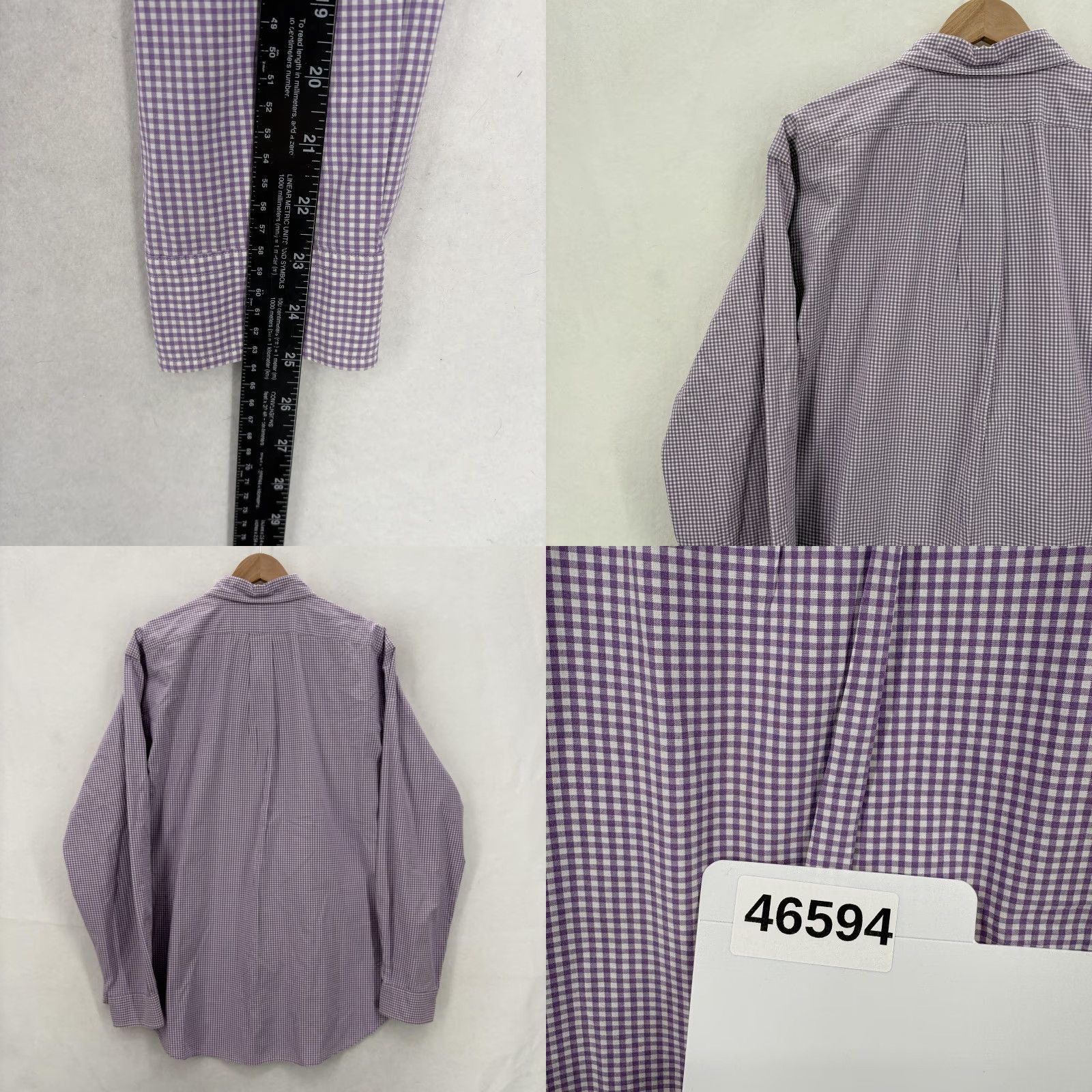 Ralph Lauren Ralph Lauren Dress Shirt Mens Button Down 16.5 34/35 Purple Gingham Classic Fit Size 46R - 8 Thumbnail