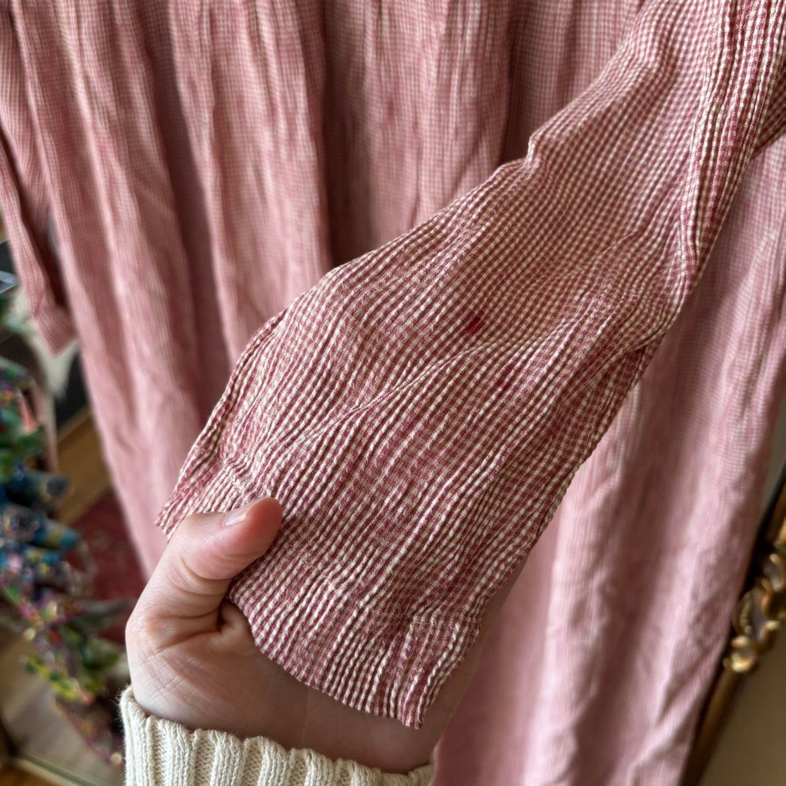 Vintage Vintage All Week Long Salmon Gingham Maxi Dress 10 Cottage Size L / US 10 / IT 46 - 8 Thumbnail