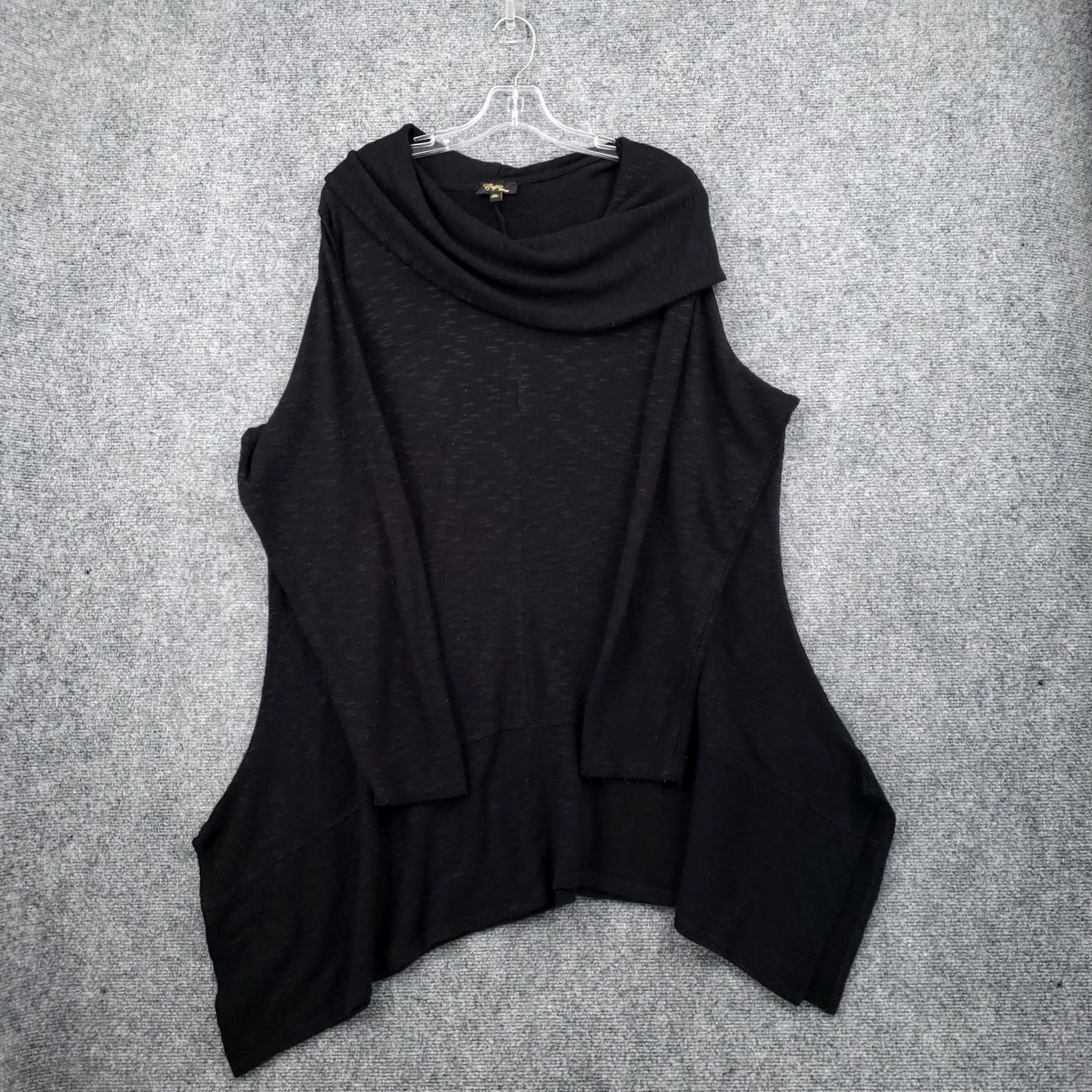 Vintage Cupio Sweater Womens 3X Plus Black Tunic Fold Over Off The Shoulder Long Sleeves Size XXL / US 16-18 / IT 52-54 - 2 Thumbnail