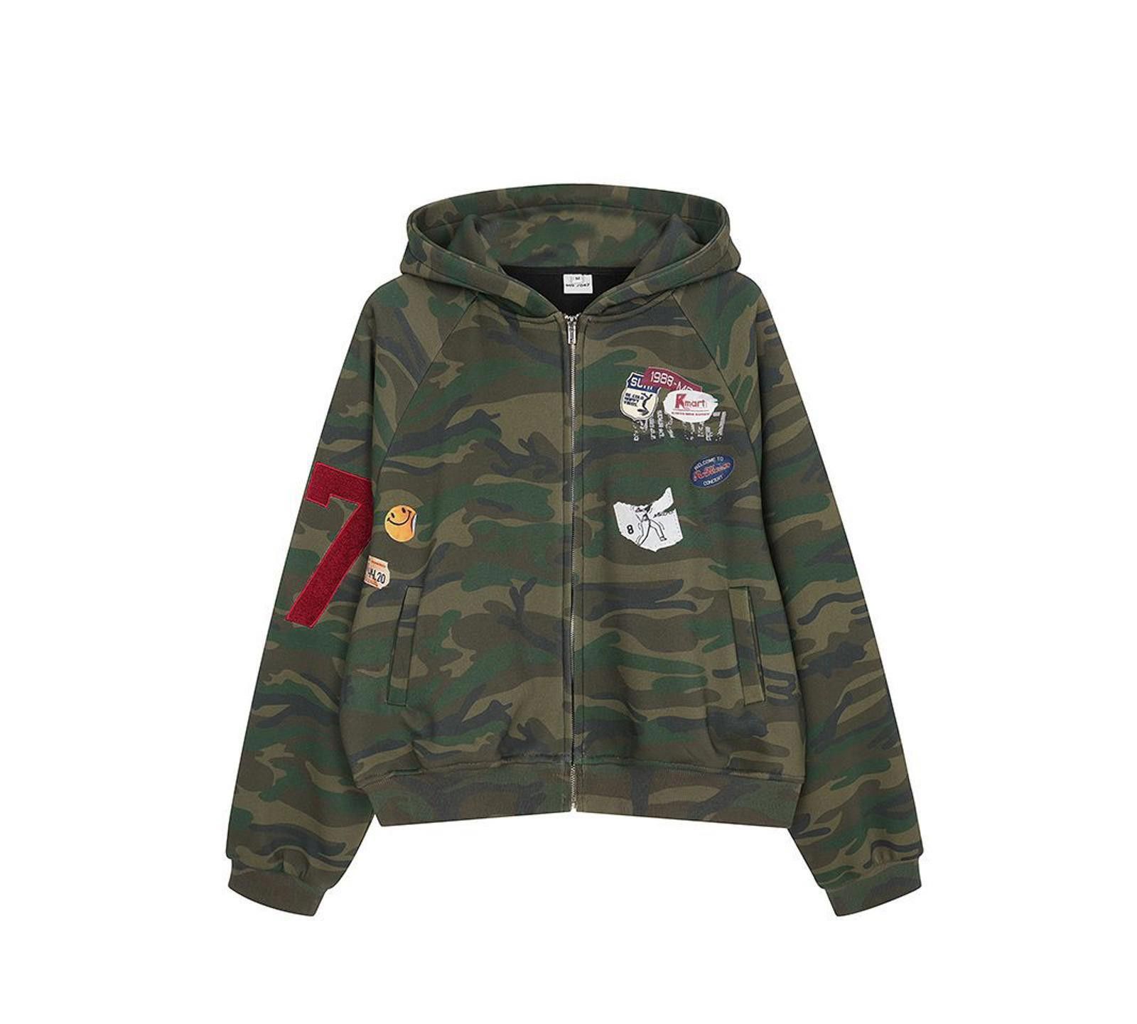 Japanese Brand Camouflage Zip-Up Hoodie with Patch Details, Casual Fit Size US M / EU 48-50 / 2 - 1 Thumbnail
