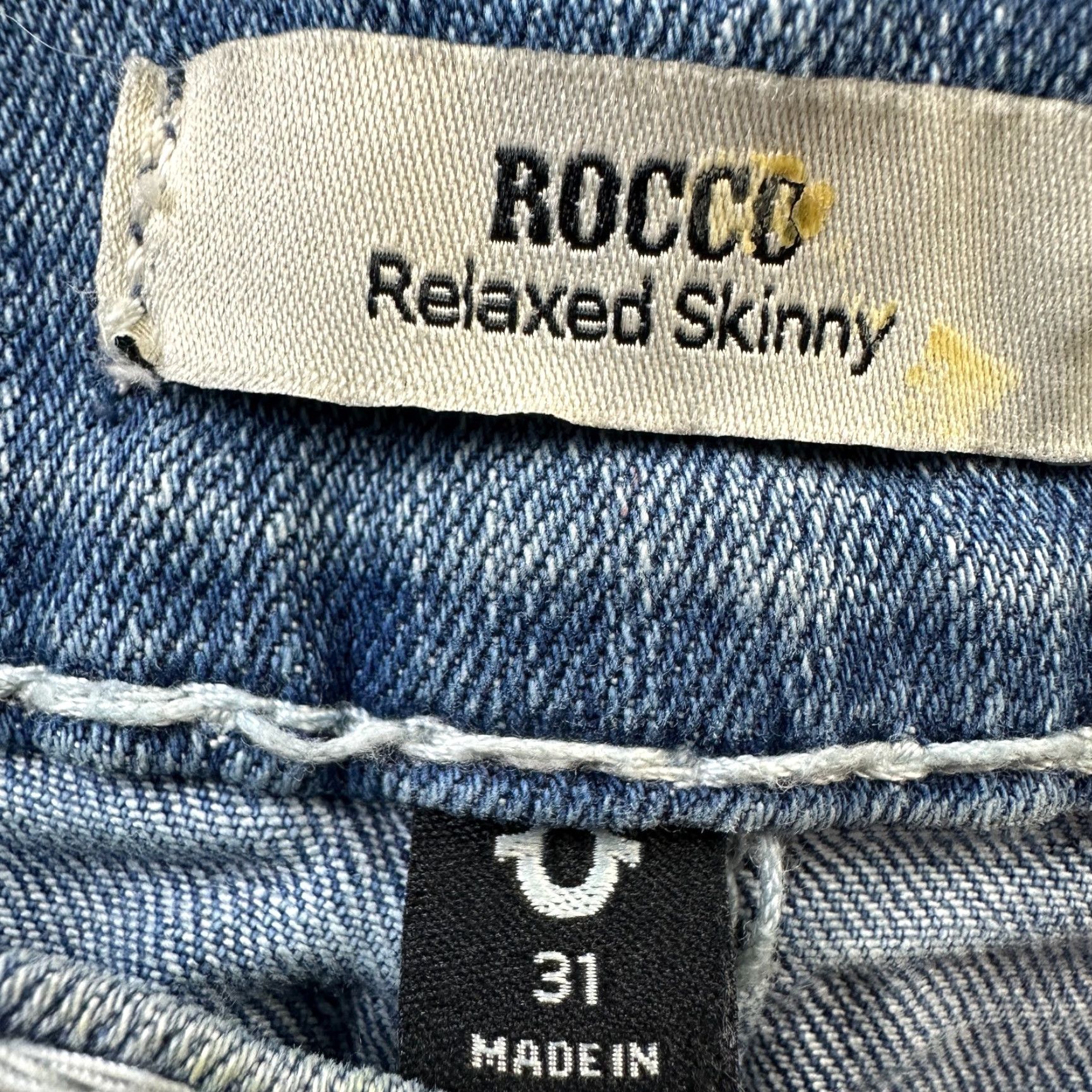 True Religion True Religion Jeans Mens 31 Rocco Relaxed Skinny Thick Stitch Paint Splatter Size US 31 - 7 Thumbnail