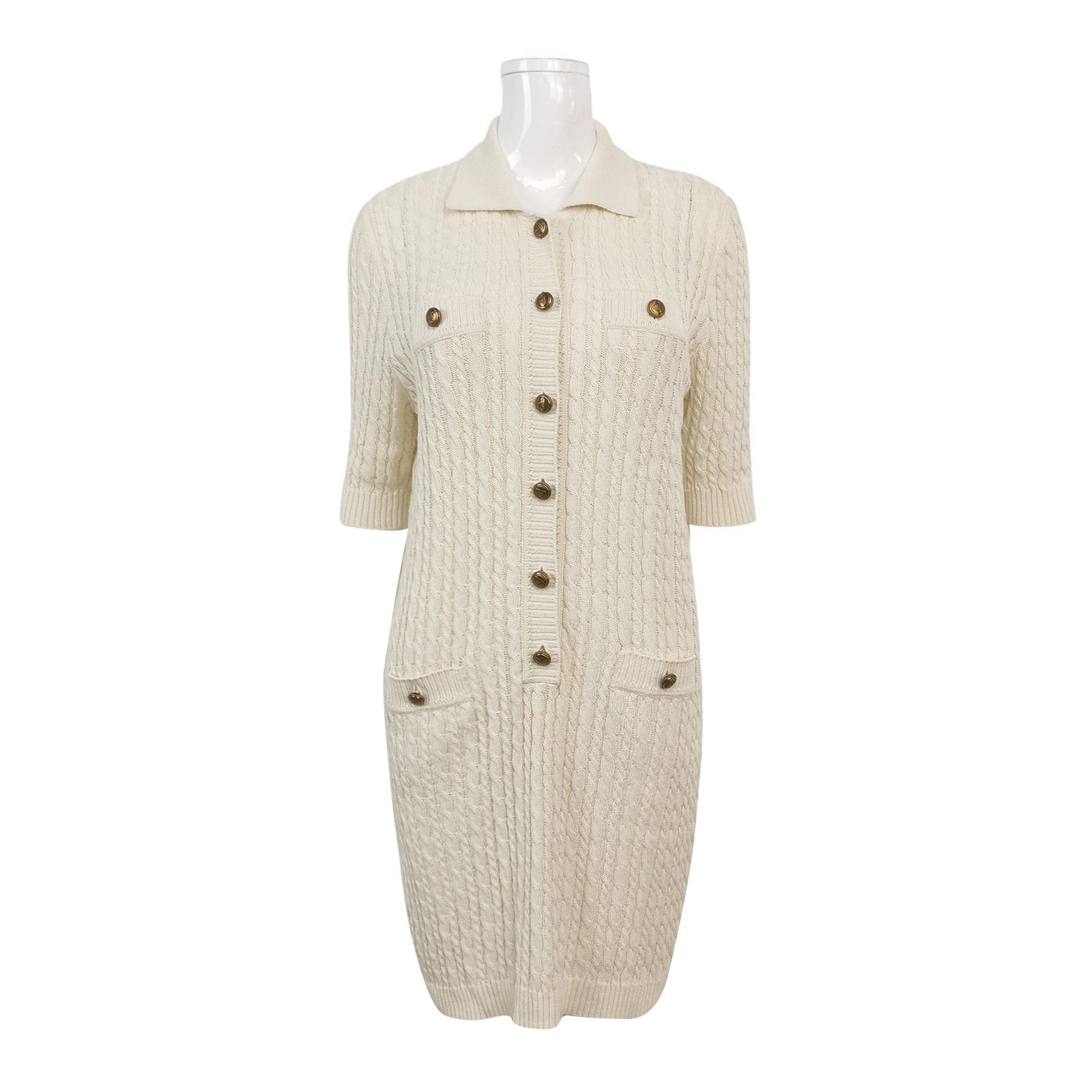 Prada Prada Cable Knit Button-Up Dress Size 42 Size M / US 6-8 / IT 42-44 - 1 Thumbnail