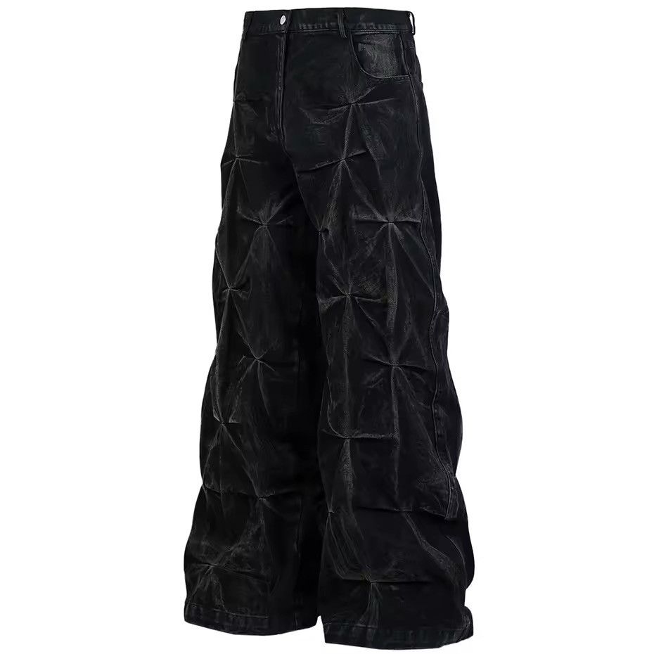 Other Baggy Pleated Hip Hop Loose Street Style Jeans Trousers Size US 35 - 1 Thumbnail