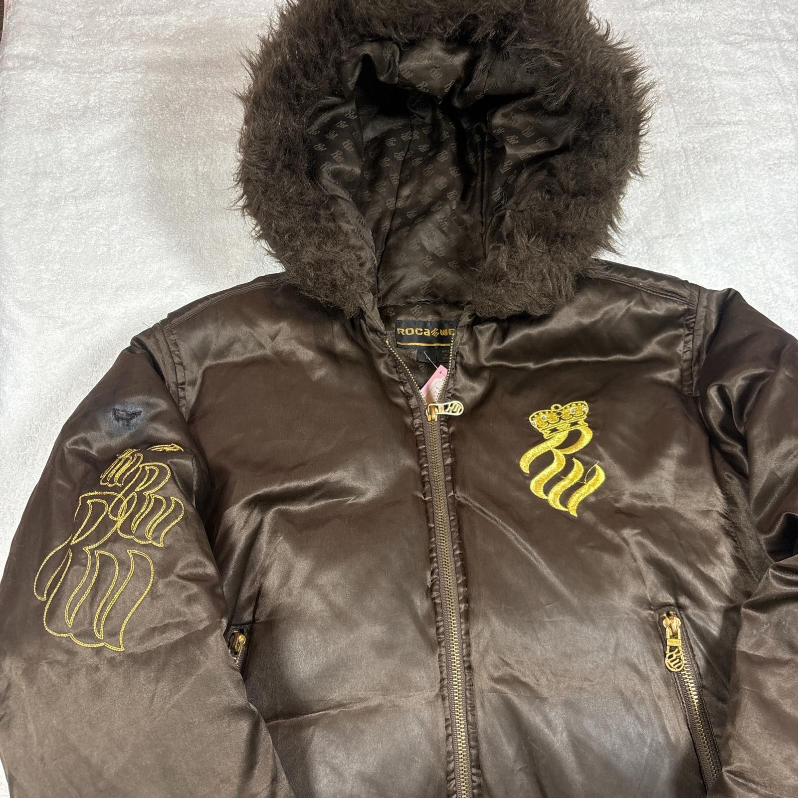 Rocawear y2k brown roca wear fur puffer jacket Size L / US 10 / IT 46 - 6 Thumbnail