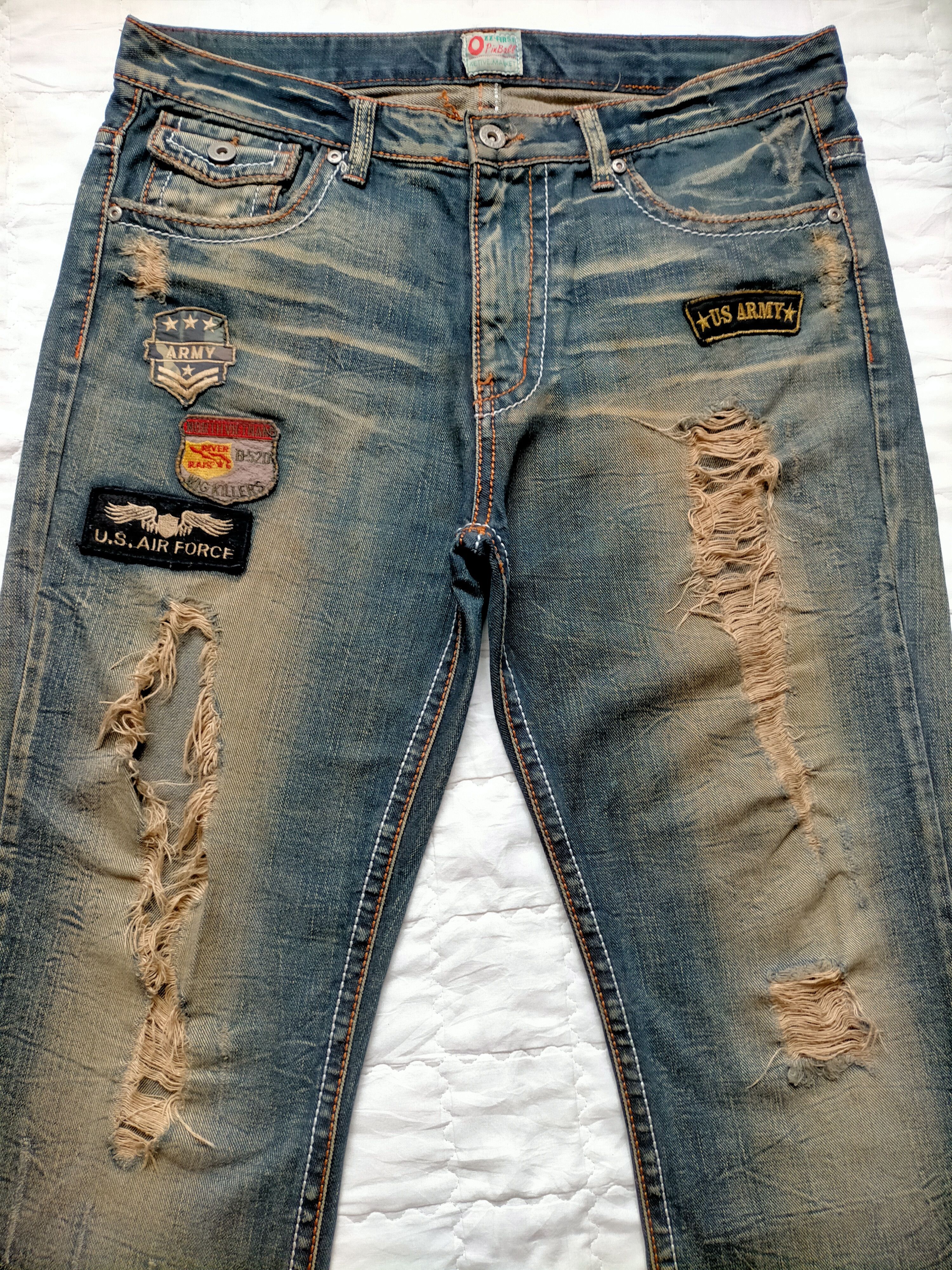 If Six Was Nine Flare Jeans OzzPinball Ripped Patchwork Boot cut denim Size US 35 - 5 Thumbnail