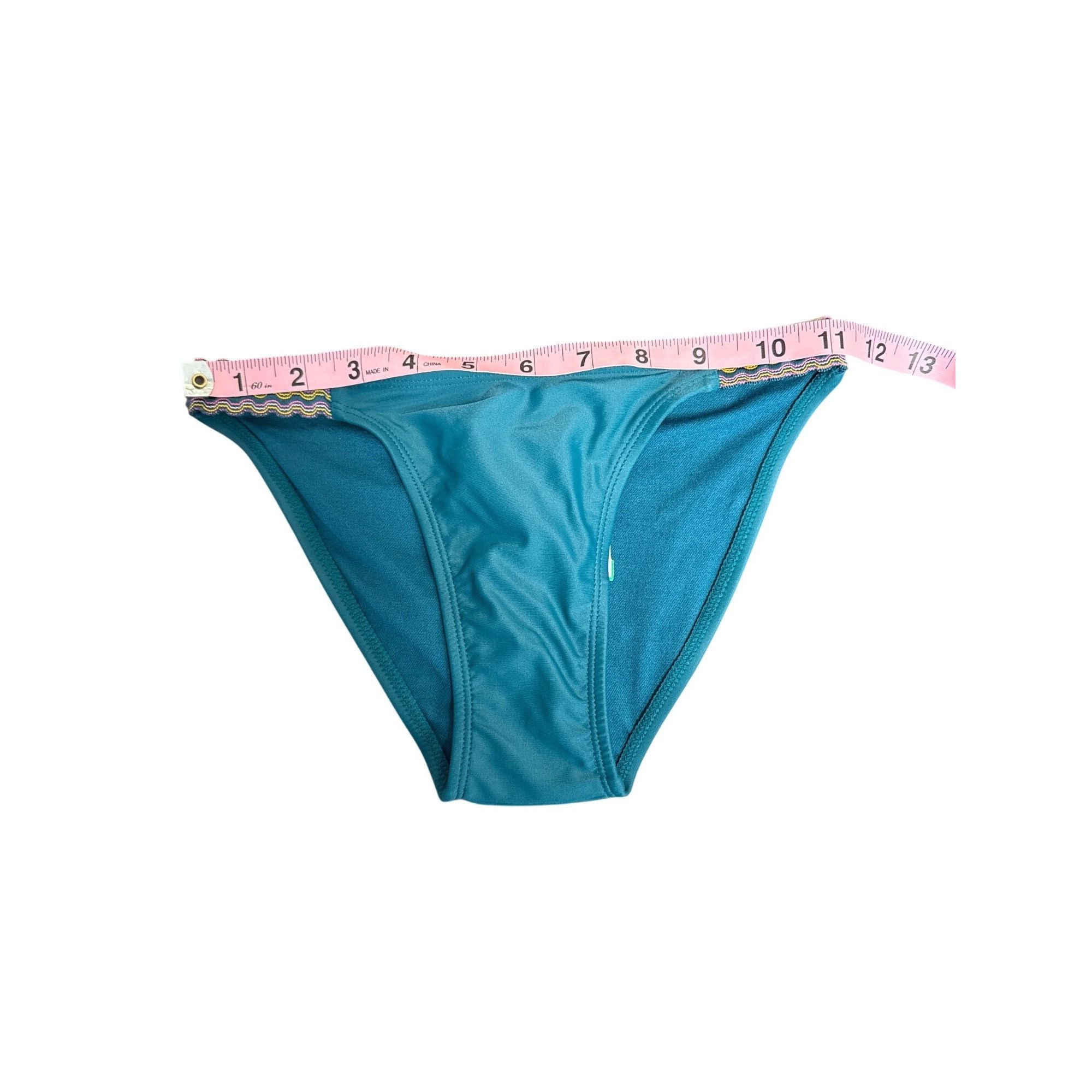 Other Womens Teal Bikini Bottom With Multicolor Elastic Side Strap Size ONE SIZE - 9 Thumbnail