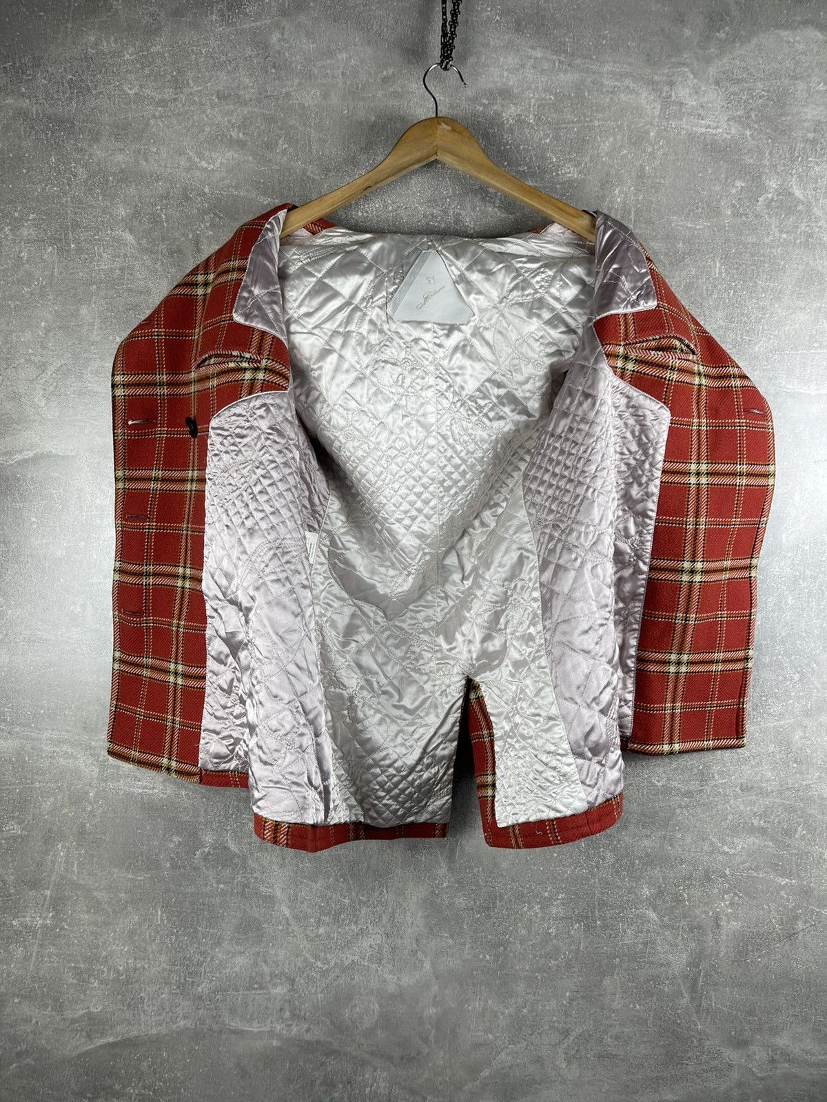 Montecore Montecore Plaid Wool Coat Red Checkered Breasted Overcoat Size M / US 6-8 / IT 42-44 - 11 Thumbnail