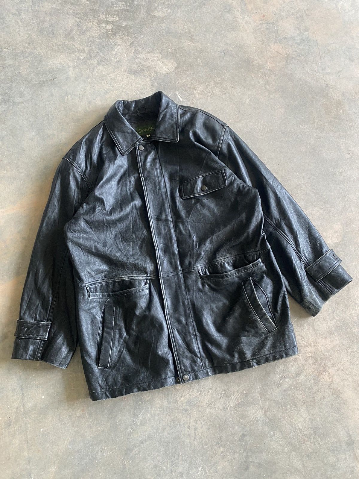 Vintage HUNT SHEEPSKIN LEATHER JACKET CASUAL 90s PUNK LGB Size US M / EU 48-50 / 2 - 2 Thumbnail