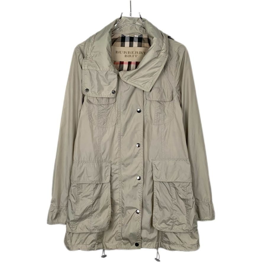 Burberry Multi-Pocket Hooded Khaki Nylon Trench Coat