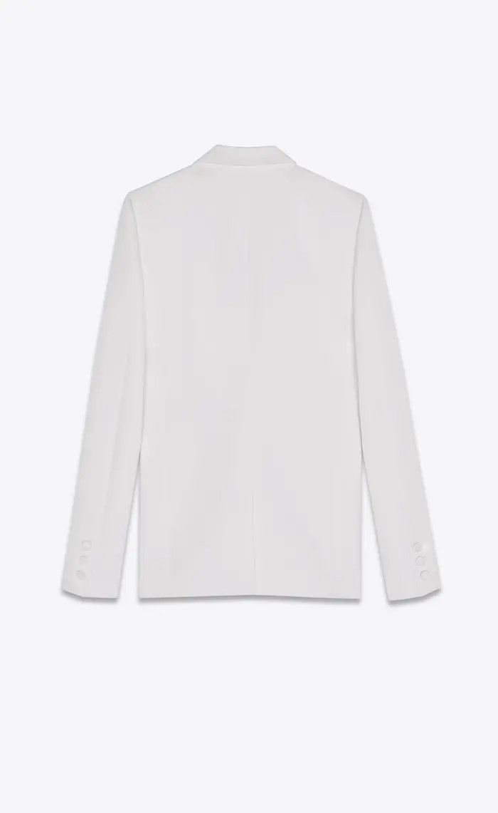 Saint Laurent Paris o1bcso1str0325 Tuxedo Jacket in Grain De Poudre in White Size XL / US 12-14 / IT 48-50 - 2 Thumbnail
