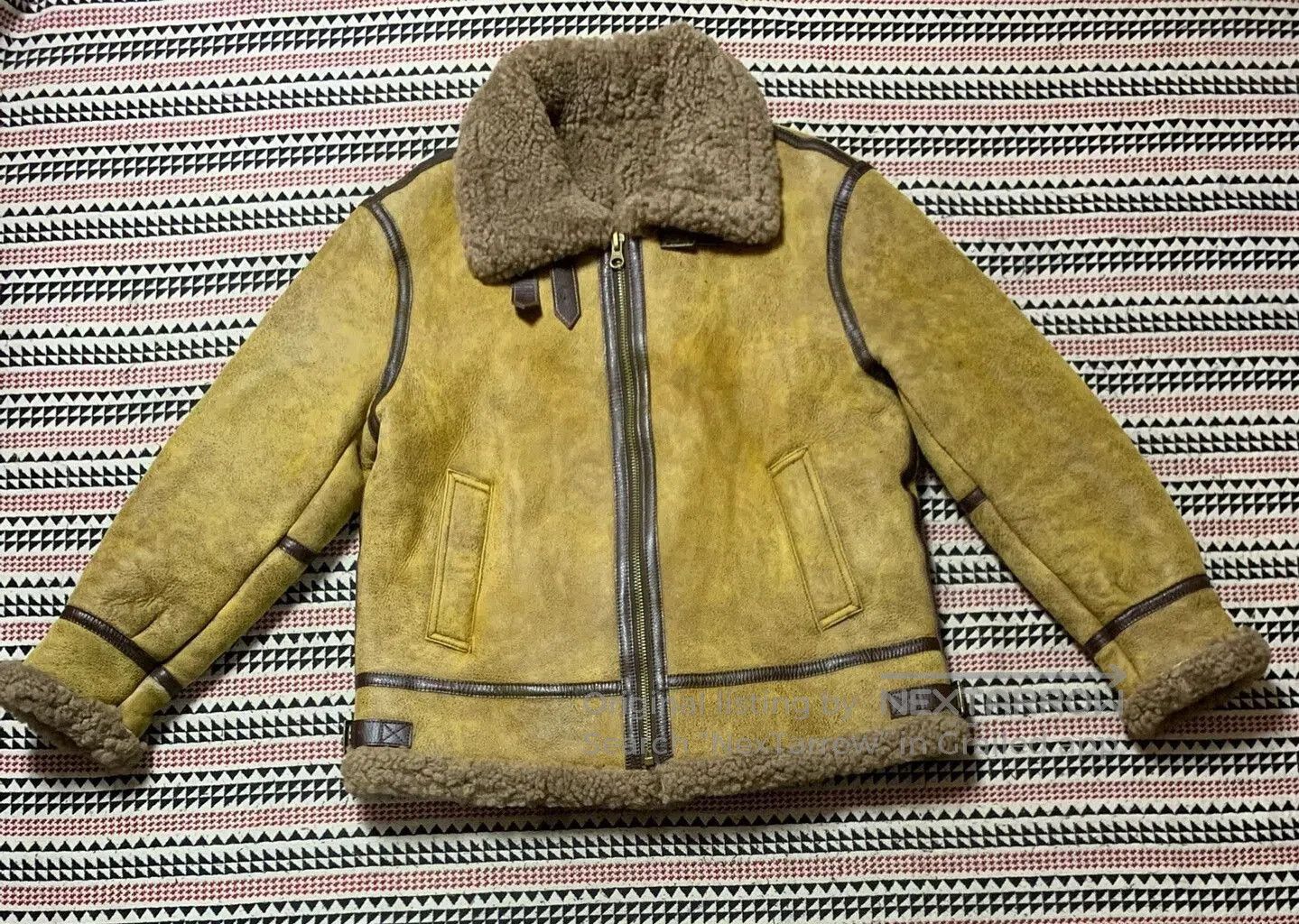Vintage vintage kuzu deri shearling motorcycle jacket. Size US S / EU 44-46 / 1 - 1 Thumbnail