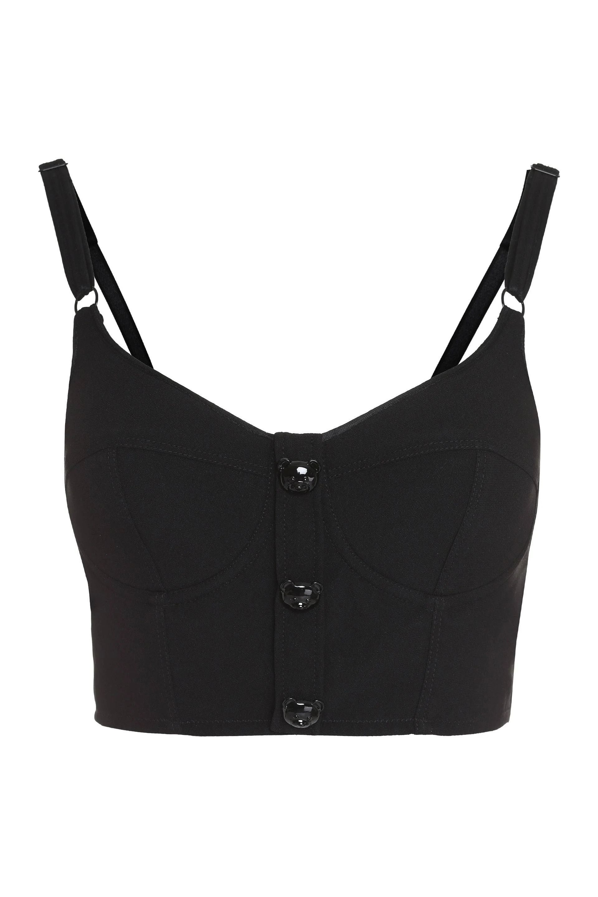o1s22i1n0824 Teddy Bear Buttons Bustier Top in Black