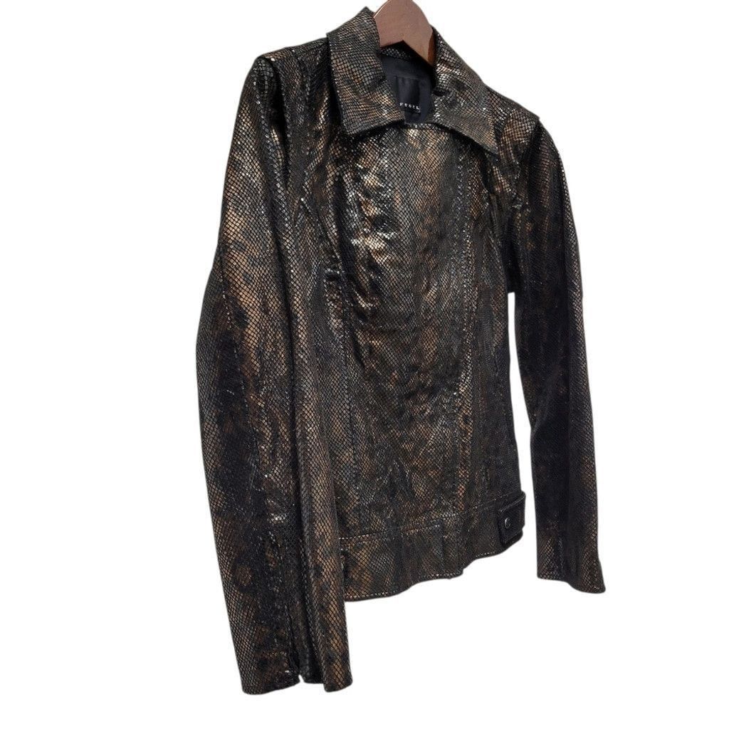 Other Yansi Fugel Women's Lacquered Python Biker Jacket Size S / US 4 / IT 40 - 6 Thumbnail
