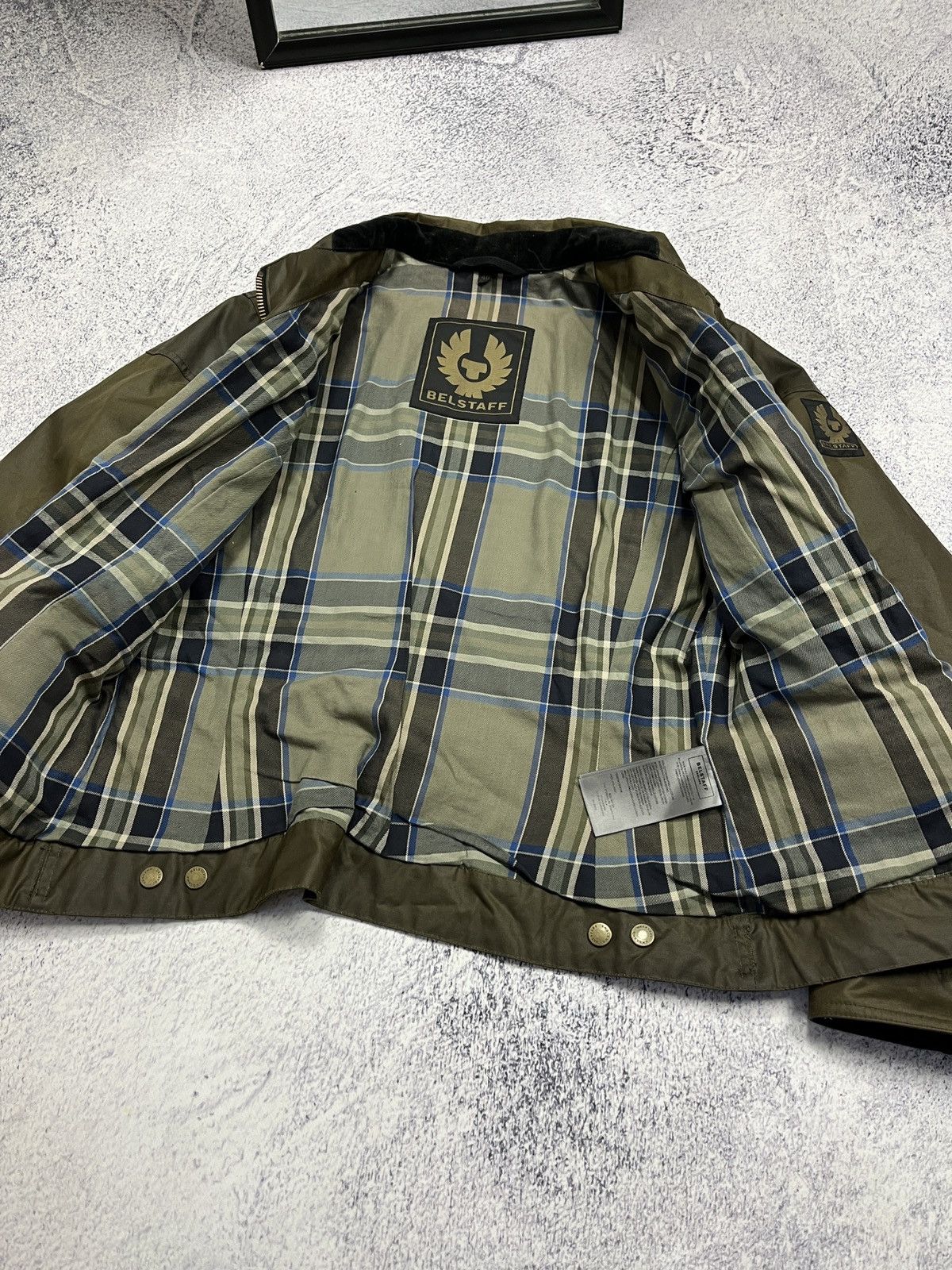 Belstaff × Vintage Belstaff Moto Waxed Women’s Plaid Jacket Cropped Biker Rare Size L / US 10 / IT 46 - 17 Thumbnail