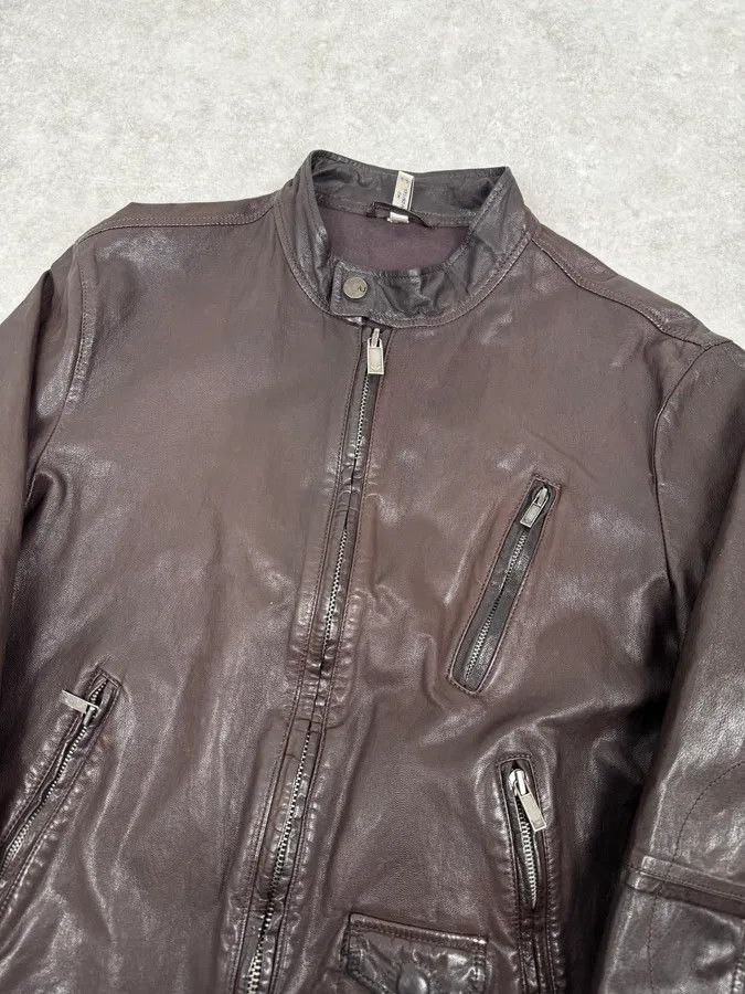 Armani 2000s Armani Brown Multi-Zips Leather Jacket Size US S / EU 44-46 / 1 - 5 Thumbnail