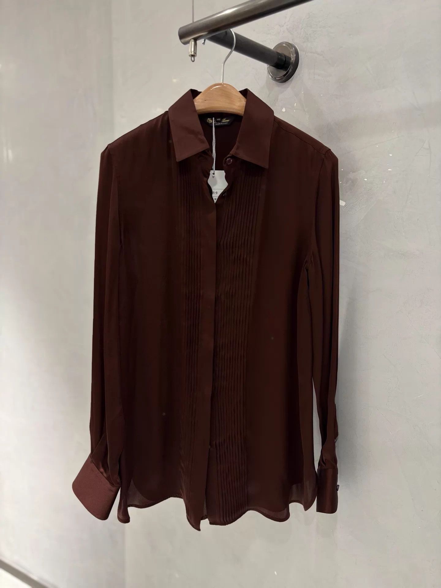 Loro Piana Loro Piana Deep Chocolate 100% Silk Shirt 40 Size S / US 4 / IT 40 - 1 Thumbnail