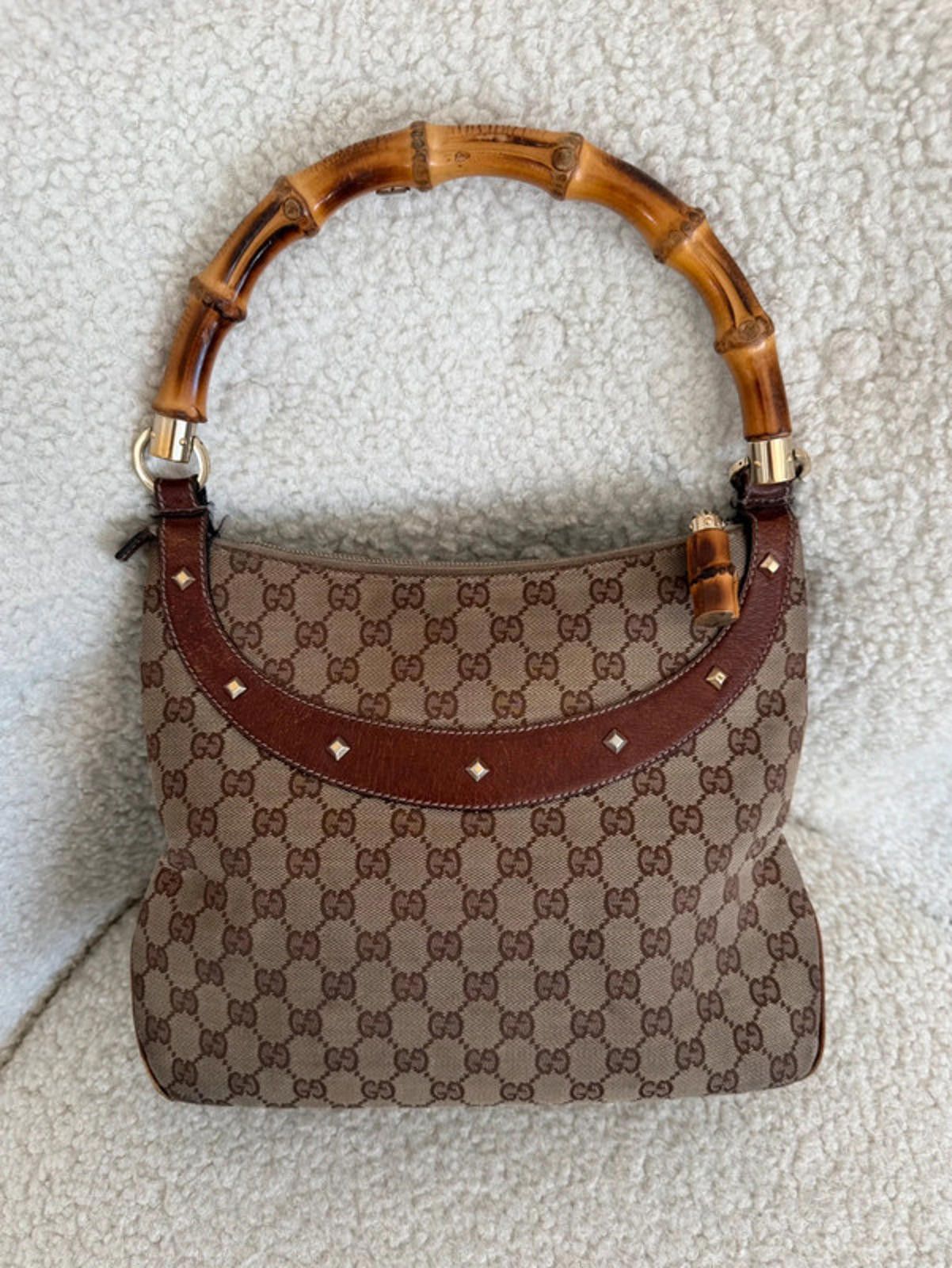Gucci Gucci GG canvas bamboo handle shoulder bag Size ONE SIZE - 1 Thumbnail