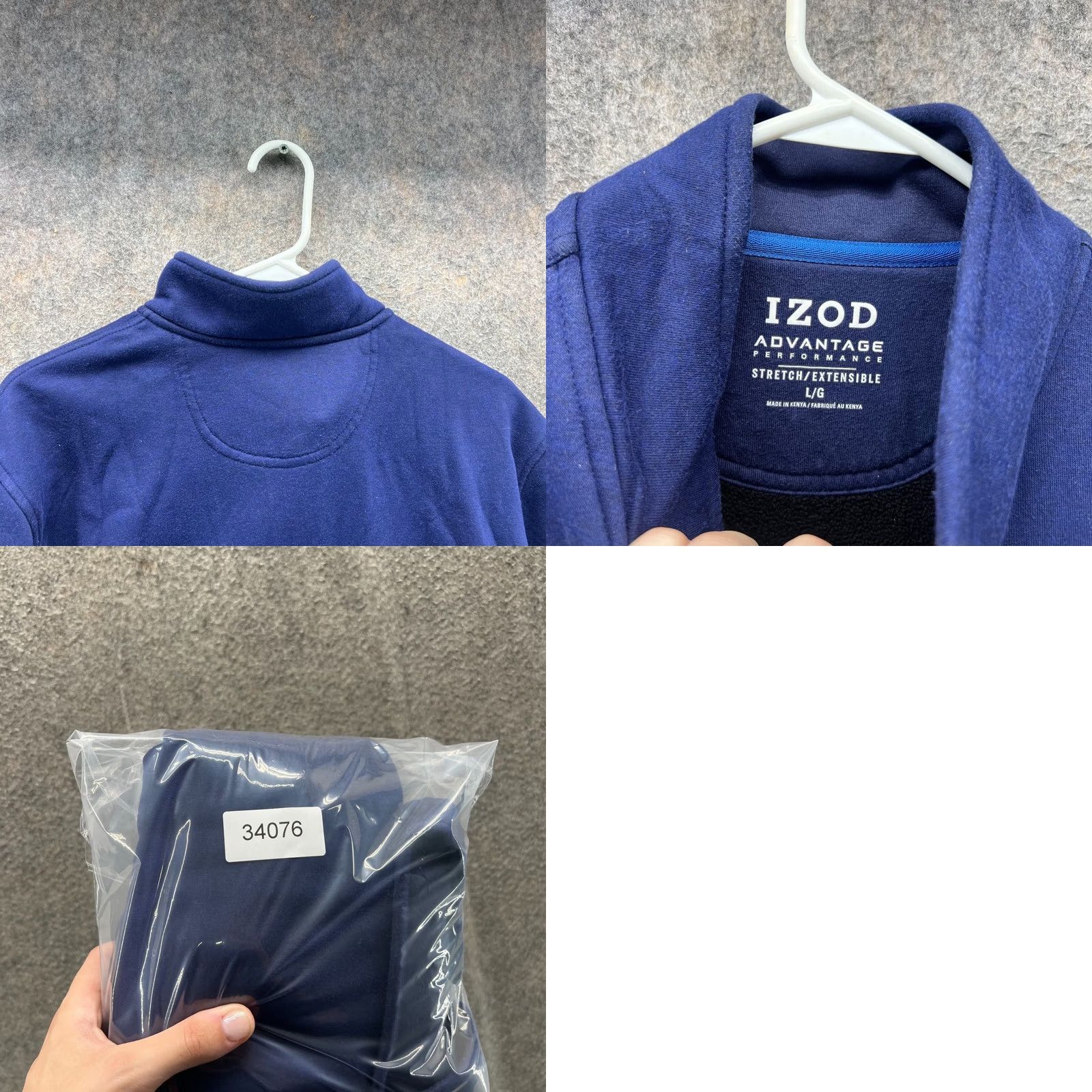 Izod IZOD Pullover Mens Large Blue Quarter Zip Fleece Jacket Advantage Performance Sweatshirt Size US L / EU 52-54 / 3 - 8 Thumbnail