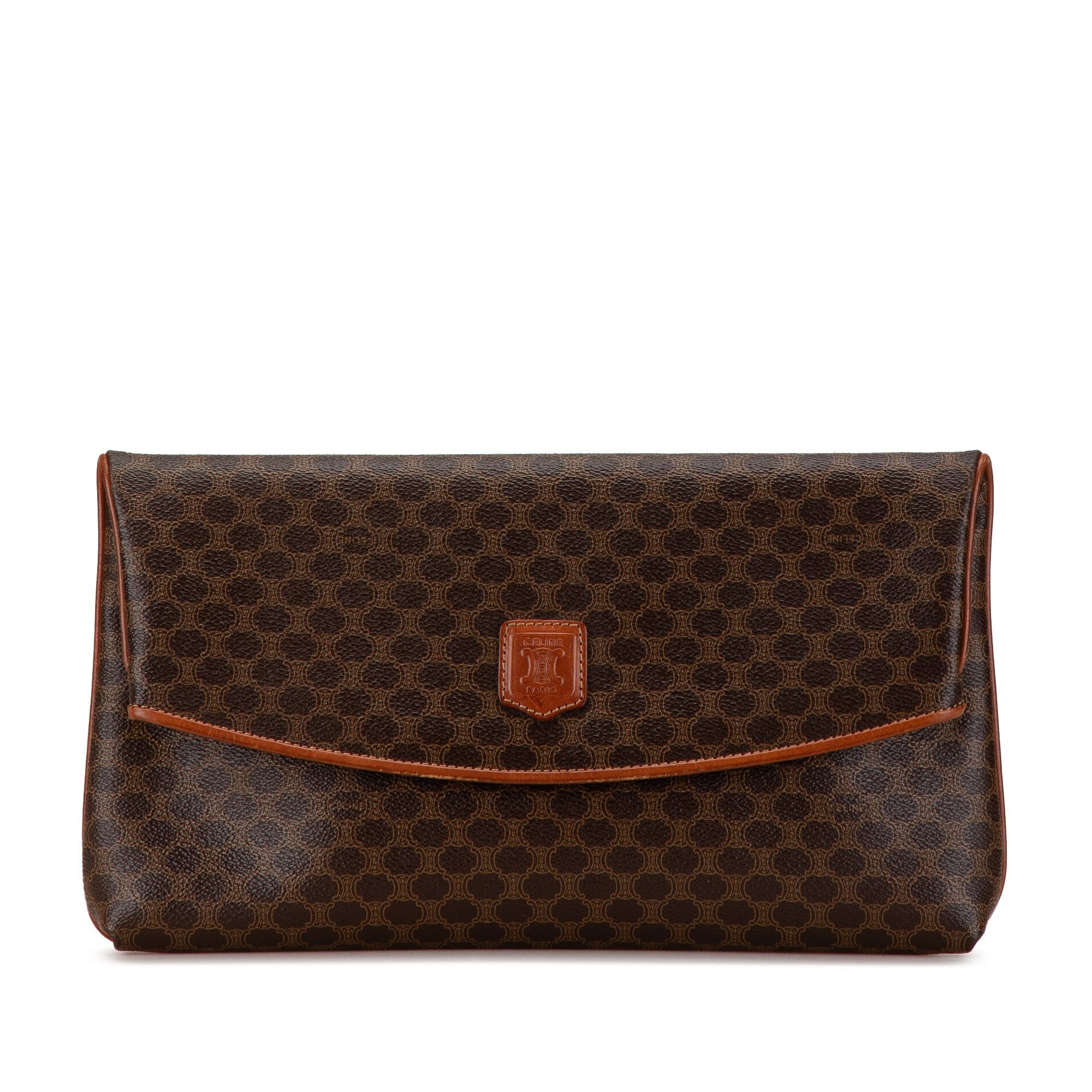 Celine Celine Macadam Coated Canvas Clutch Brown Size ONE SIZE - 1 Thumbnail