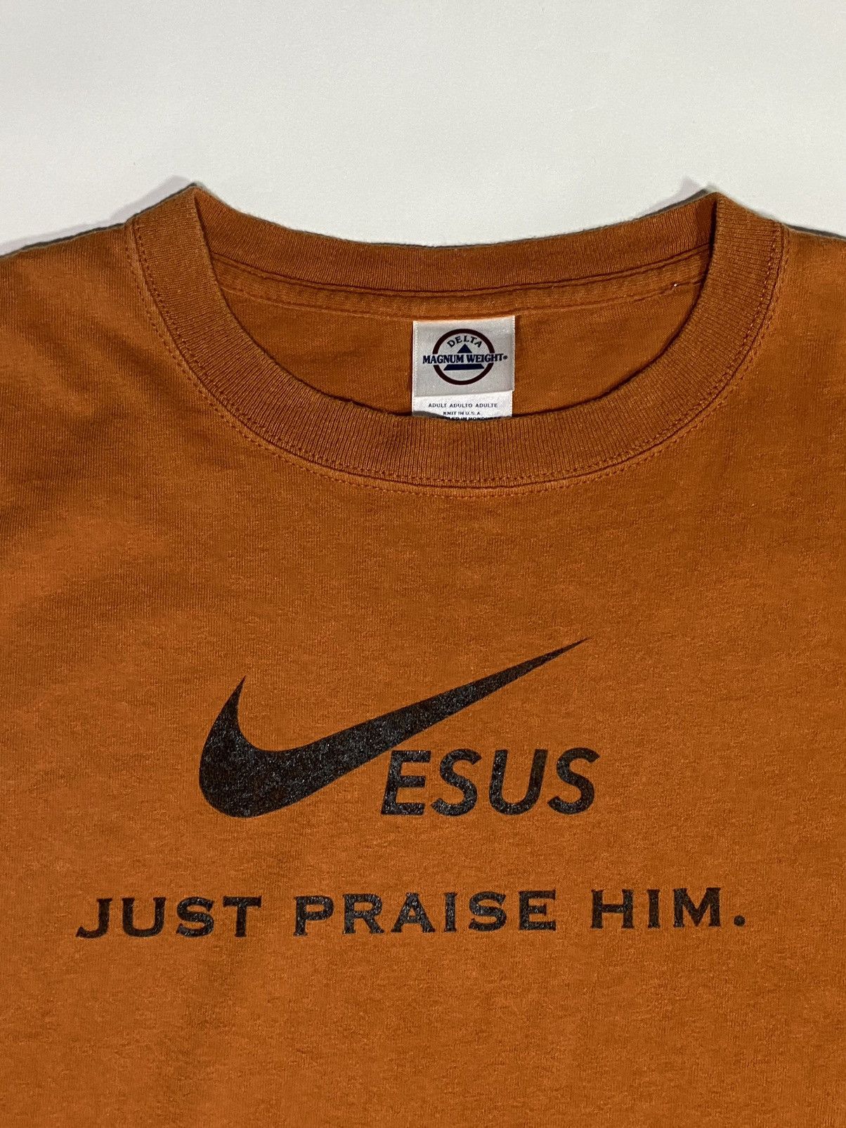 Vintage Jesus - Just Praise Him - Nike parody - (sz XL) Size US XL / EU 56 / 4 - 5 Thumbnail