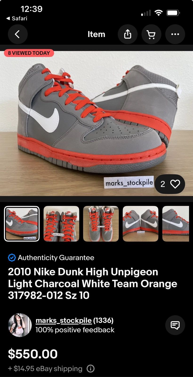 Nike Nike Dunk High Premium grey orange 2010 PRM Size US 12 / EU 45 - 6 Thumbnail