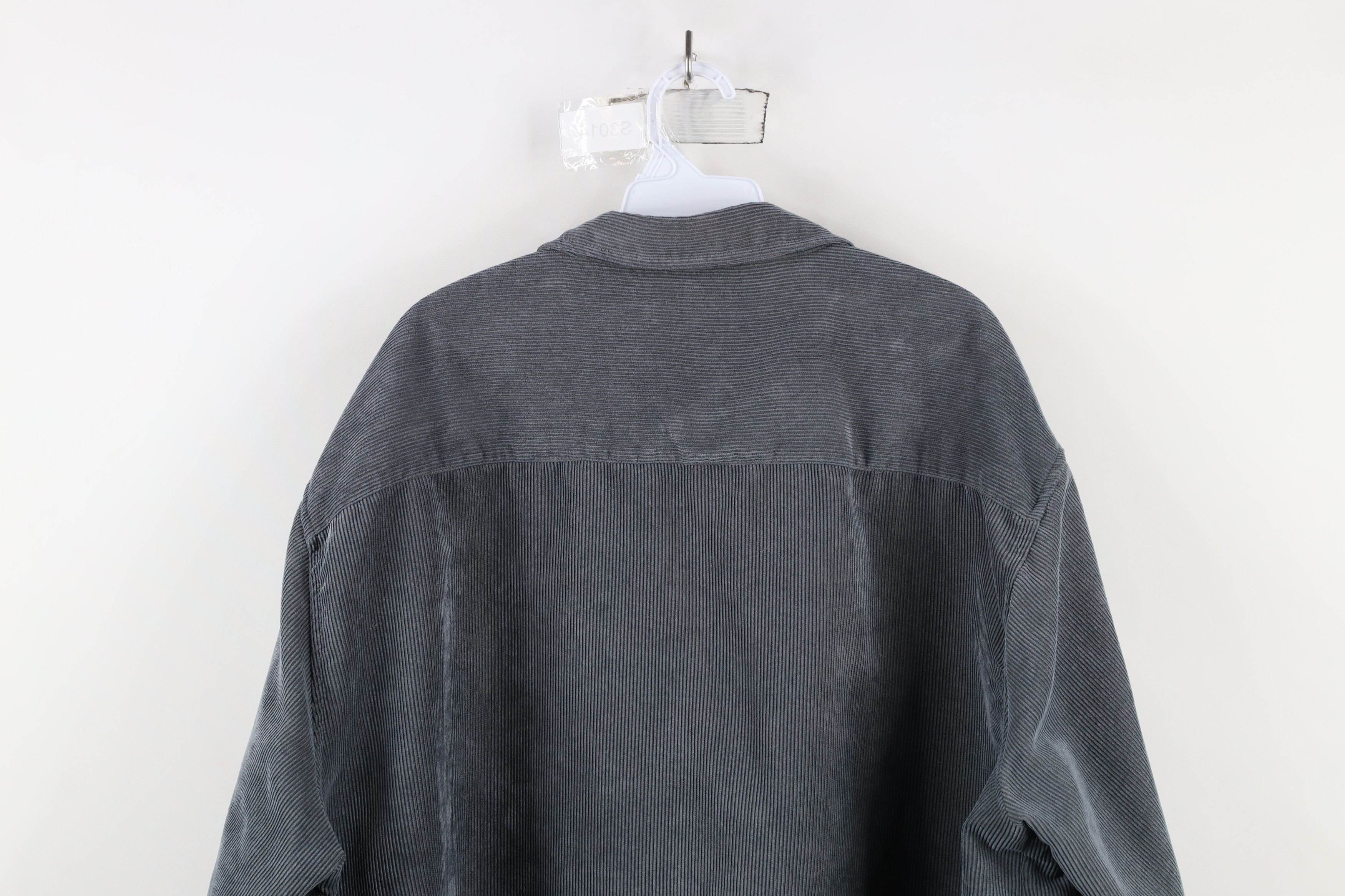 Vintage Vintage 90s Streetwear Corduroy Collared Button Shirt Gray Size US XXL / EU 58 / 5 - 10 Thumbnail