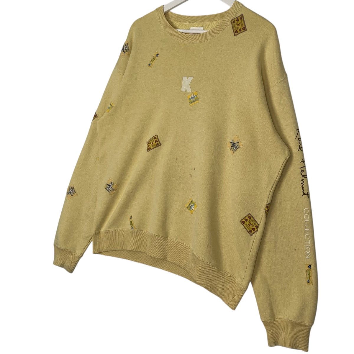 Vintage Vintage 90s Karl Helmut Sweatshirt Crewneck Yellow Size M Size L / US 10 / IT 46 - 2 Thumbnail