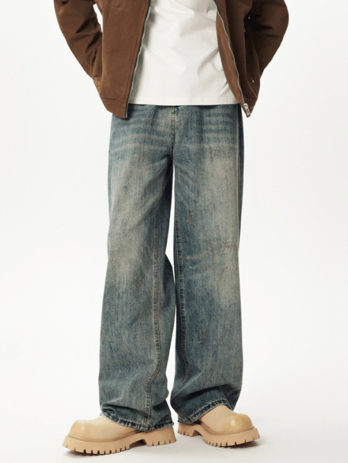 Japanese Brand American trendy distressed street wide-leg loose men's jeans Size US 32 / EU 48 - 1 Thumbnail