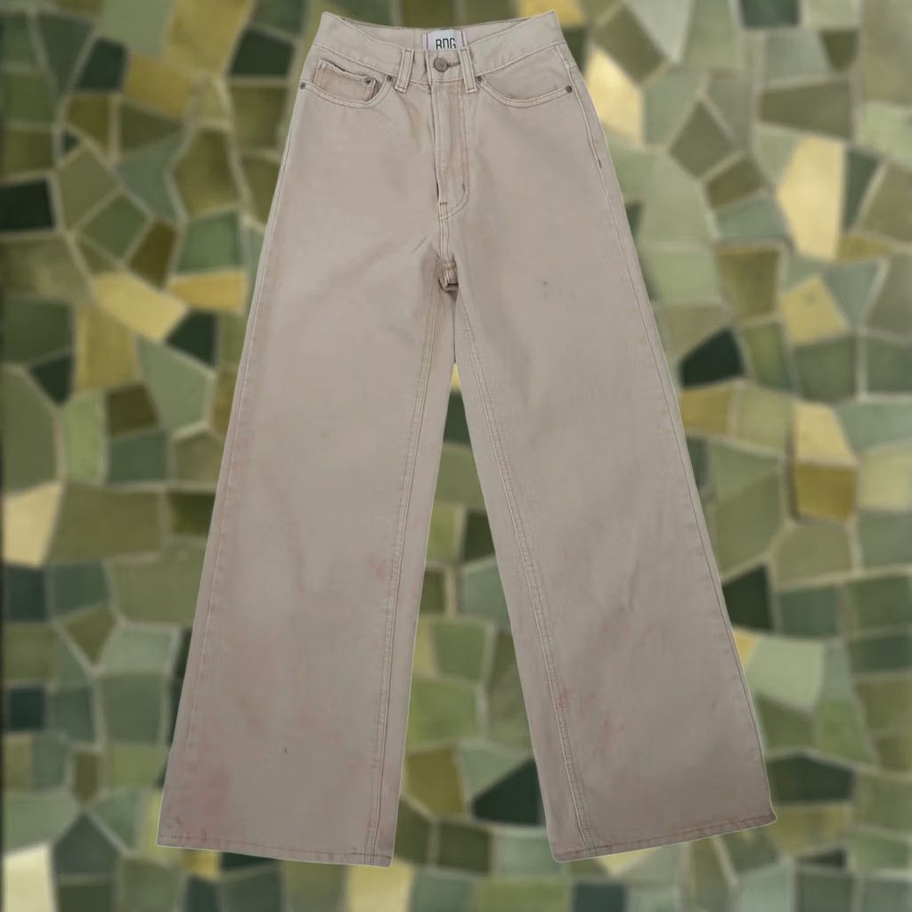 Bdg BDG Urban Outfitters High & Wide Jeans Taupe Tan 25 Womens Regular Wide-Leg 100% Cotton Denim Inseam 28" Rise >10.5" (High) 25 in Waist Size 42" / US 20 - 1 Thumbnail