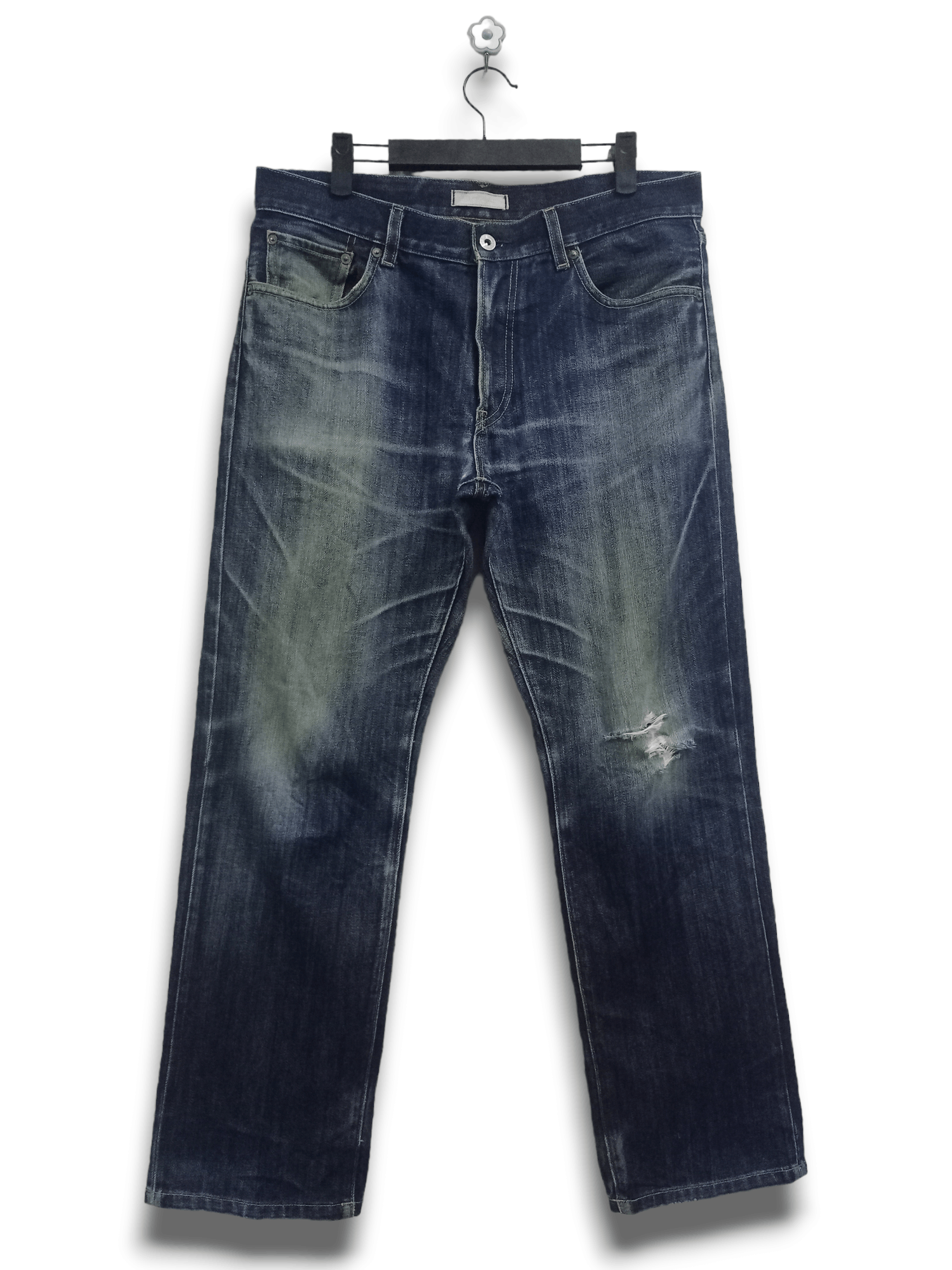 Japanese Brand × Uniqlo Vintage Japanese Uniqlo Distressed Baggy Style Jeans 34x29 Size US 34 / EU 50 - 1 Thumbnail