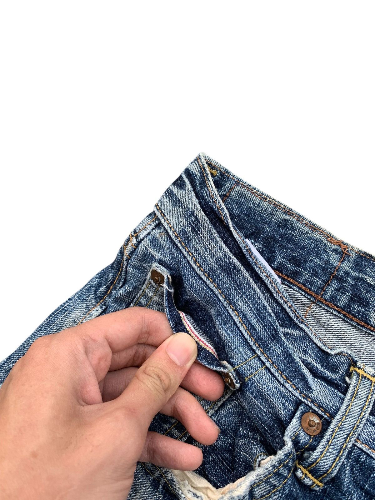 Edwin VINTAGE EDWIN 505z SELVEDGE FADED & RUSTY DISTRESSED DENIM Size US 29 - 16 Thumbnail