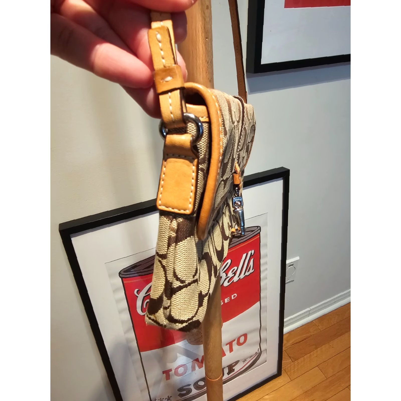 Coach VINTAGE COACH 6348 SIGNATURE JACQUARD X LEATHER DEMI HANDBAG Bag Women Beige Leather Crossbody Strap Clutch 10in 6in Size ONE SIZE - 7 Thumbnail