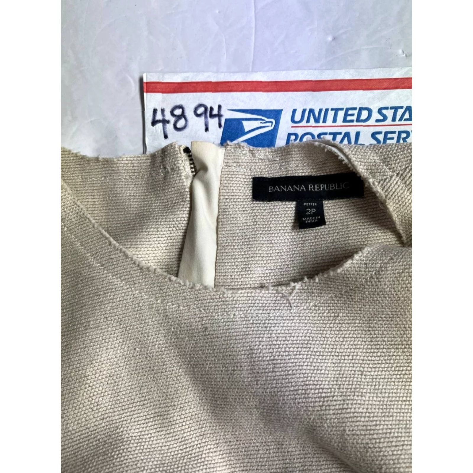 Banana Republic Banana Republic Dress Sheath Knit Peplum Sleeveless 2P Beige Pencil Business Party Workwear Lined Stretch Solid Vintage No Size XS / US 0-2 / IT 36-38 - 8 Thumbnail