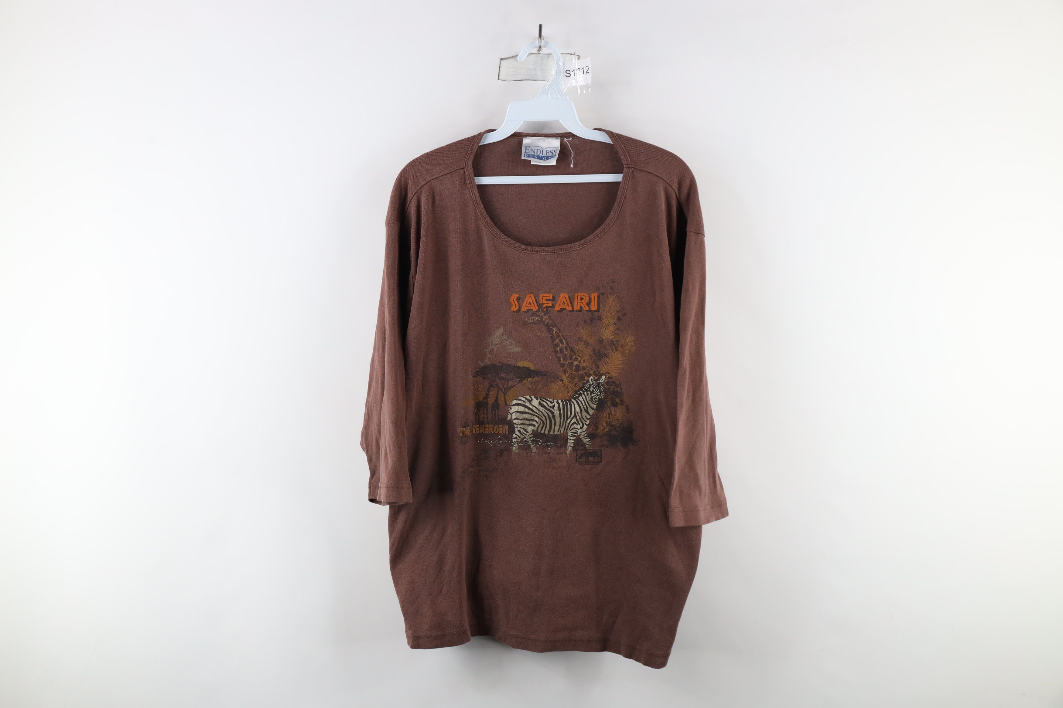 Vintage Vintage 90s Streetwear Nature 3/4 Sleeve Ribbed T-Shirt Size XXL / US 16-18 / IT 52-54 - 1 Thumbnail