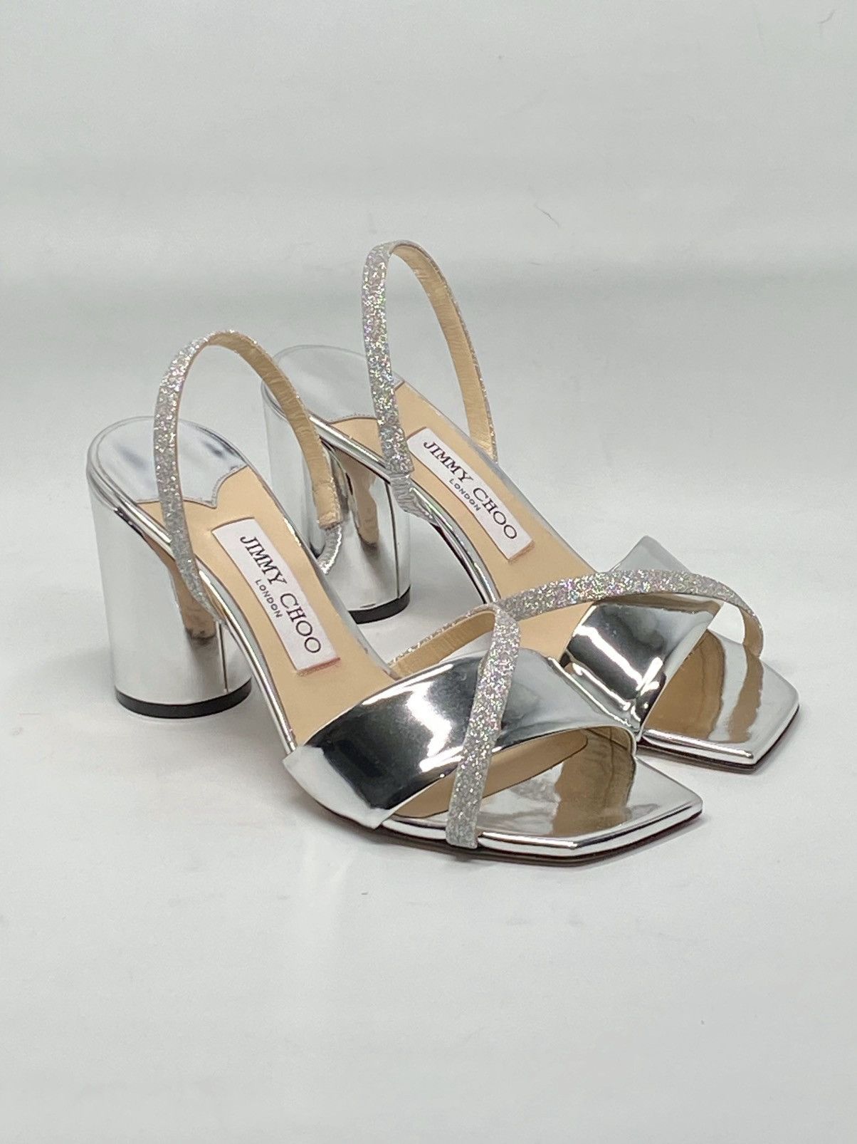 Jimmy Choo Jimmy Choo Plum Metallic Glitter Slingback Sandals size 37 Size US 7 / IT 37 - 3 Thumbnail