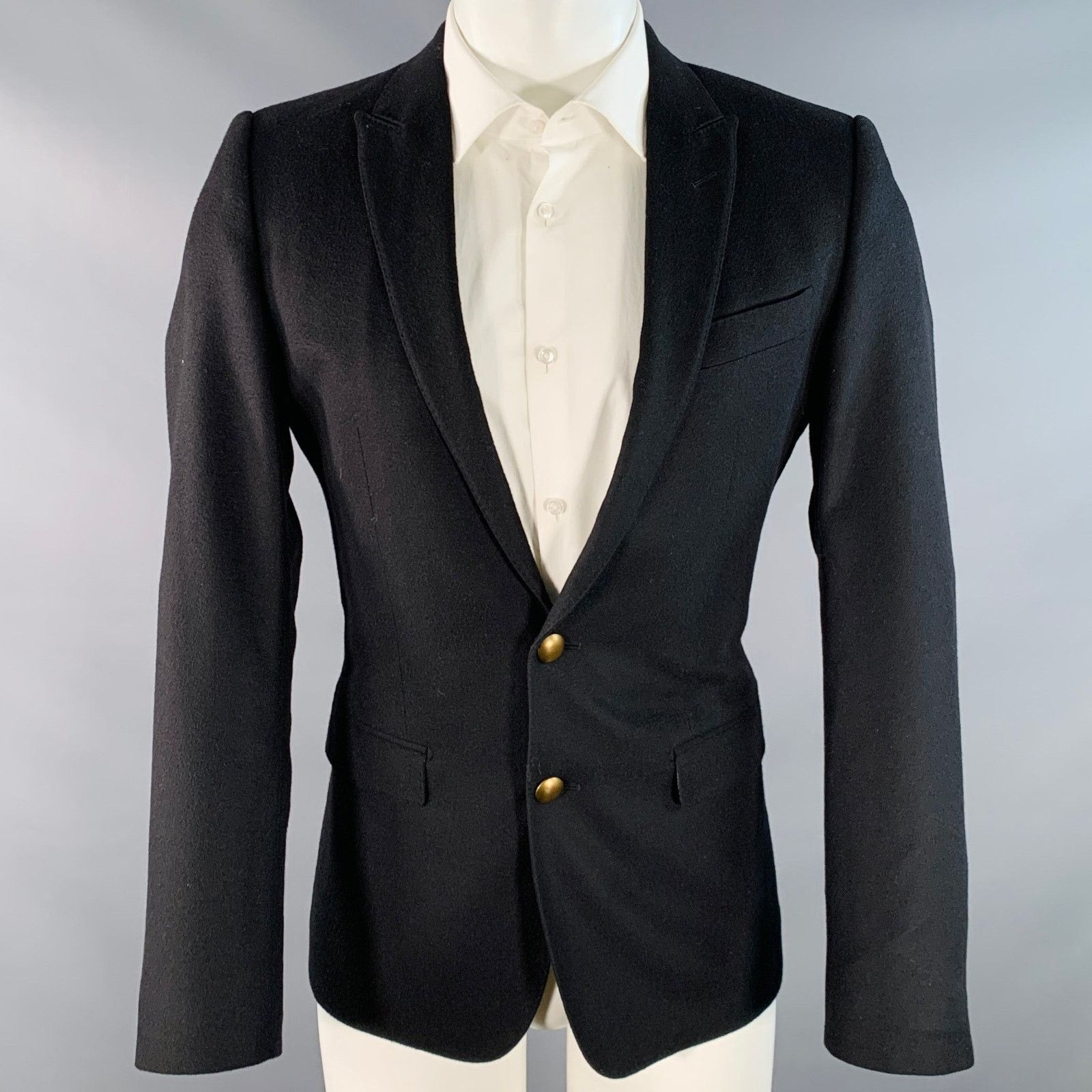 Dolce & Gabbana Size 36 Black Cashmere Silk Single Breasted Sport Coat Size 36R - 1 Thumbnail