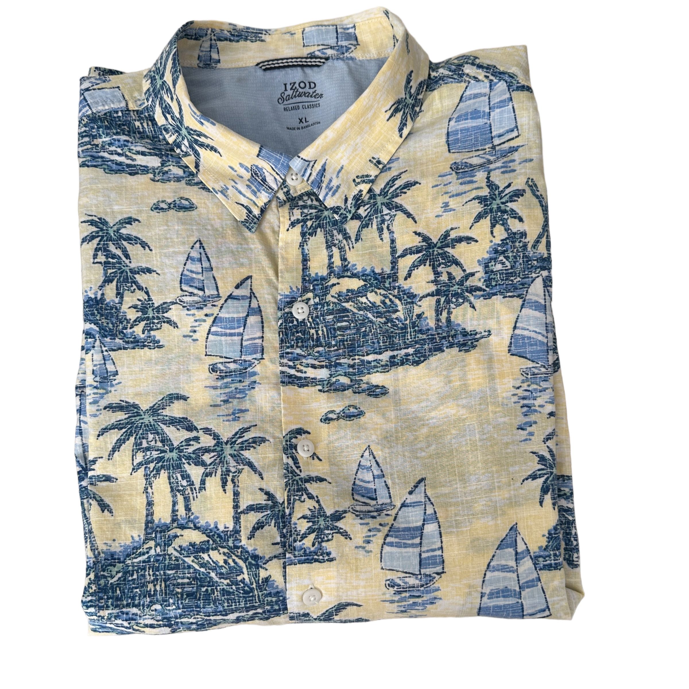 Izod Izod Saltwater Button Up XL Hawaiian Print Shirt Grailed
