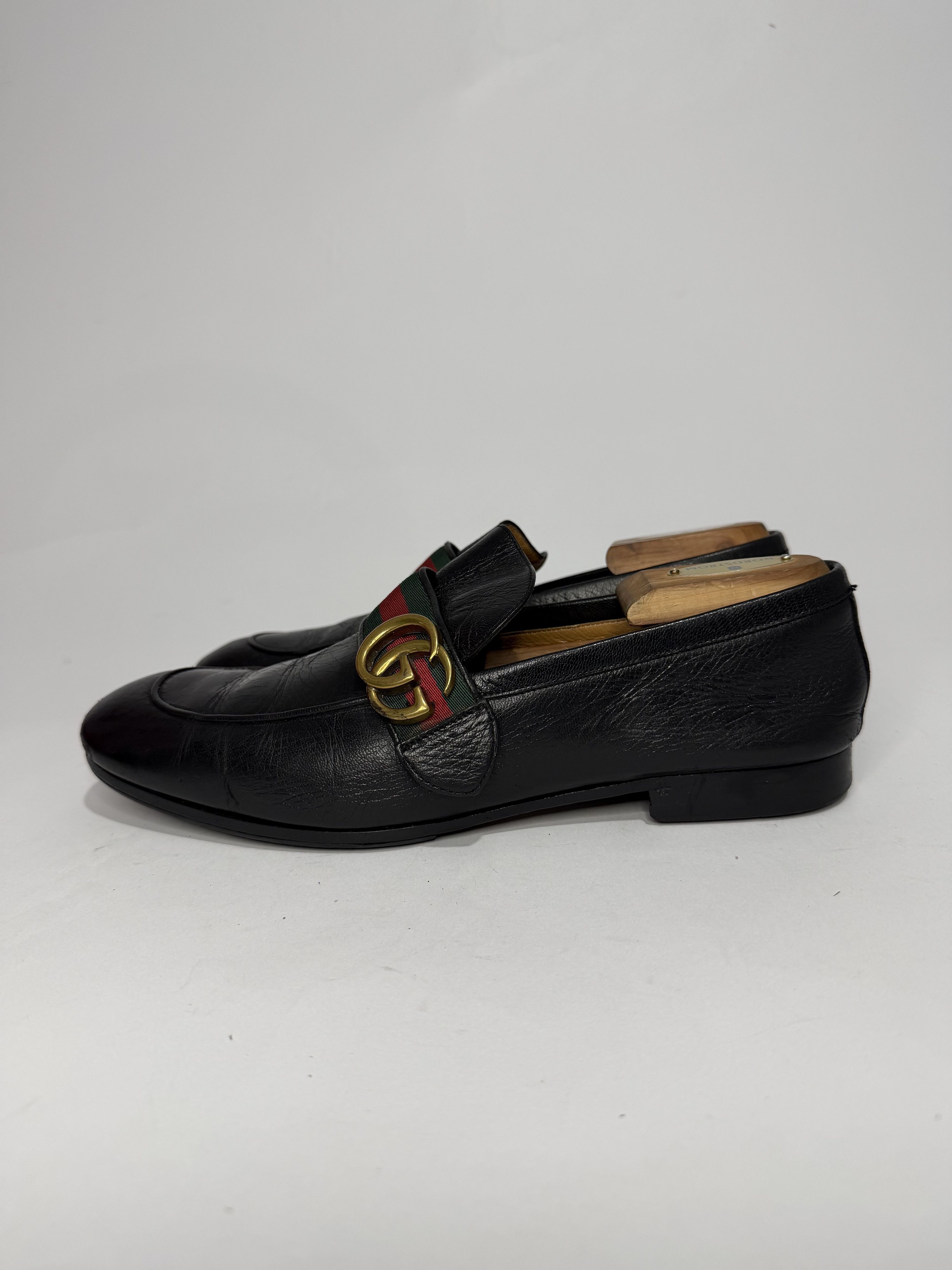 Gucci Gucci Black Leather GG Web Penny Loafers Size US 8.5 / EU 41-42 - 1 Thumbnail