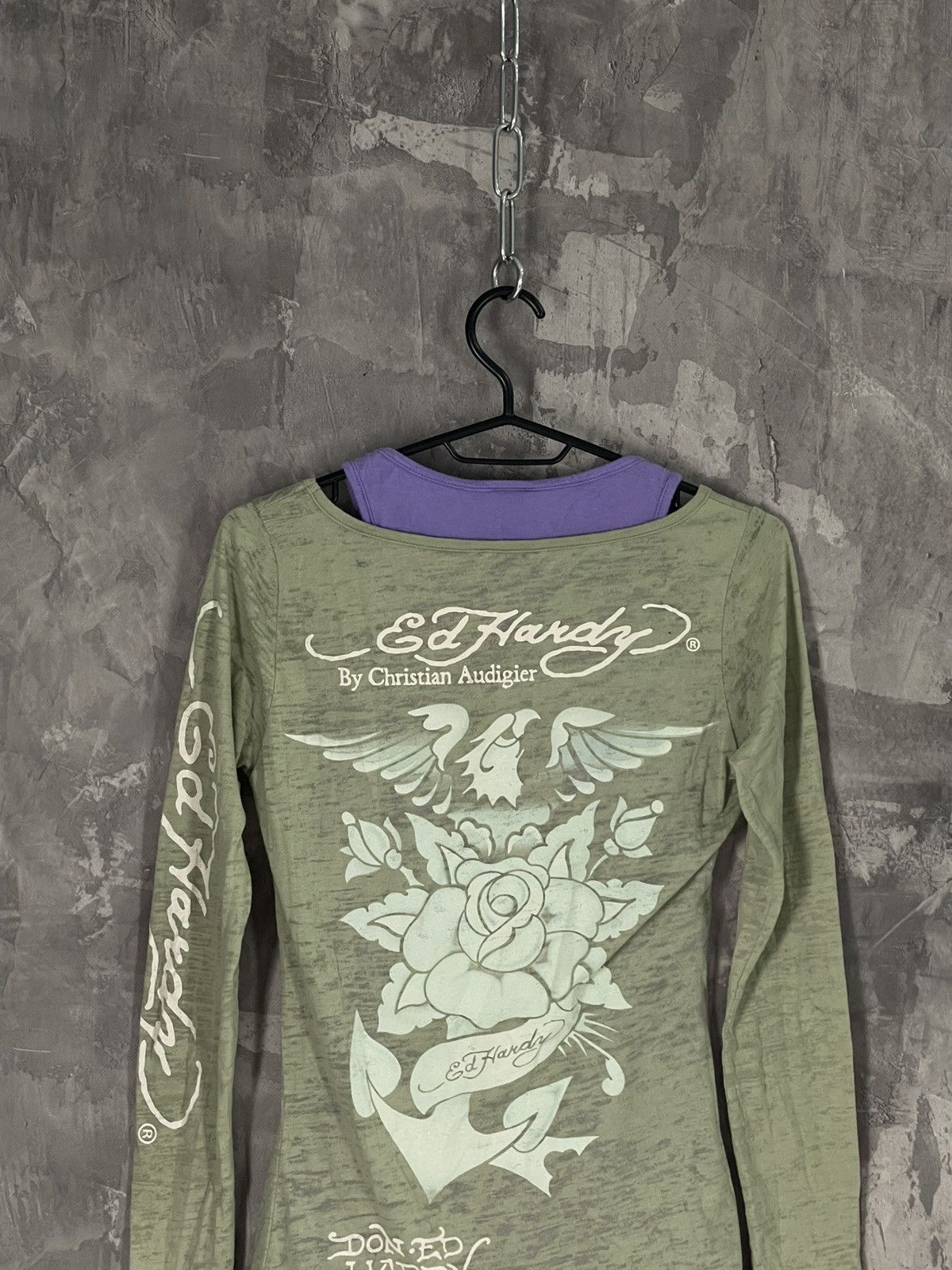 Christian Audigier × Ed Hardy × Hysteric Glamour Ed Hardy long sleeve mesh print t-shirt woman's Size M / US 6-8 / IT 42-44 - 10 Thumbnail