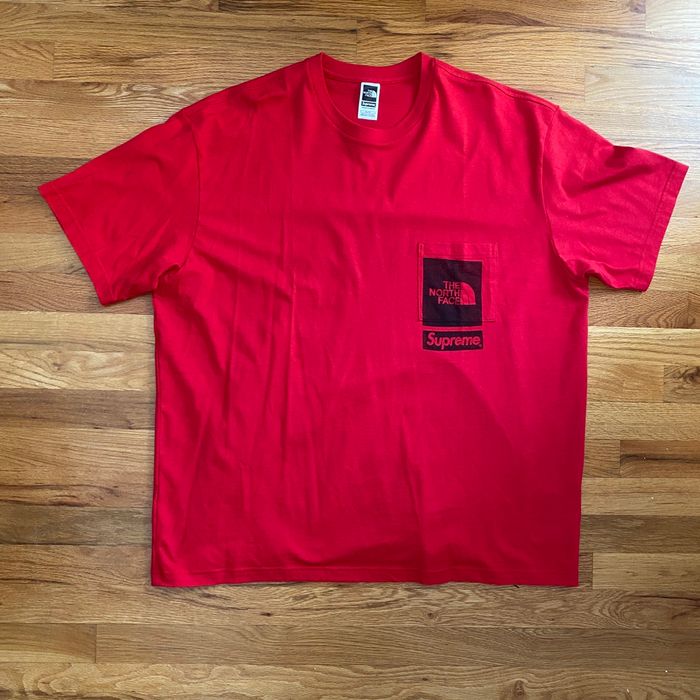 Supreme Red The North Face Printed Pocket T-shirt | Grailed