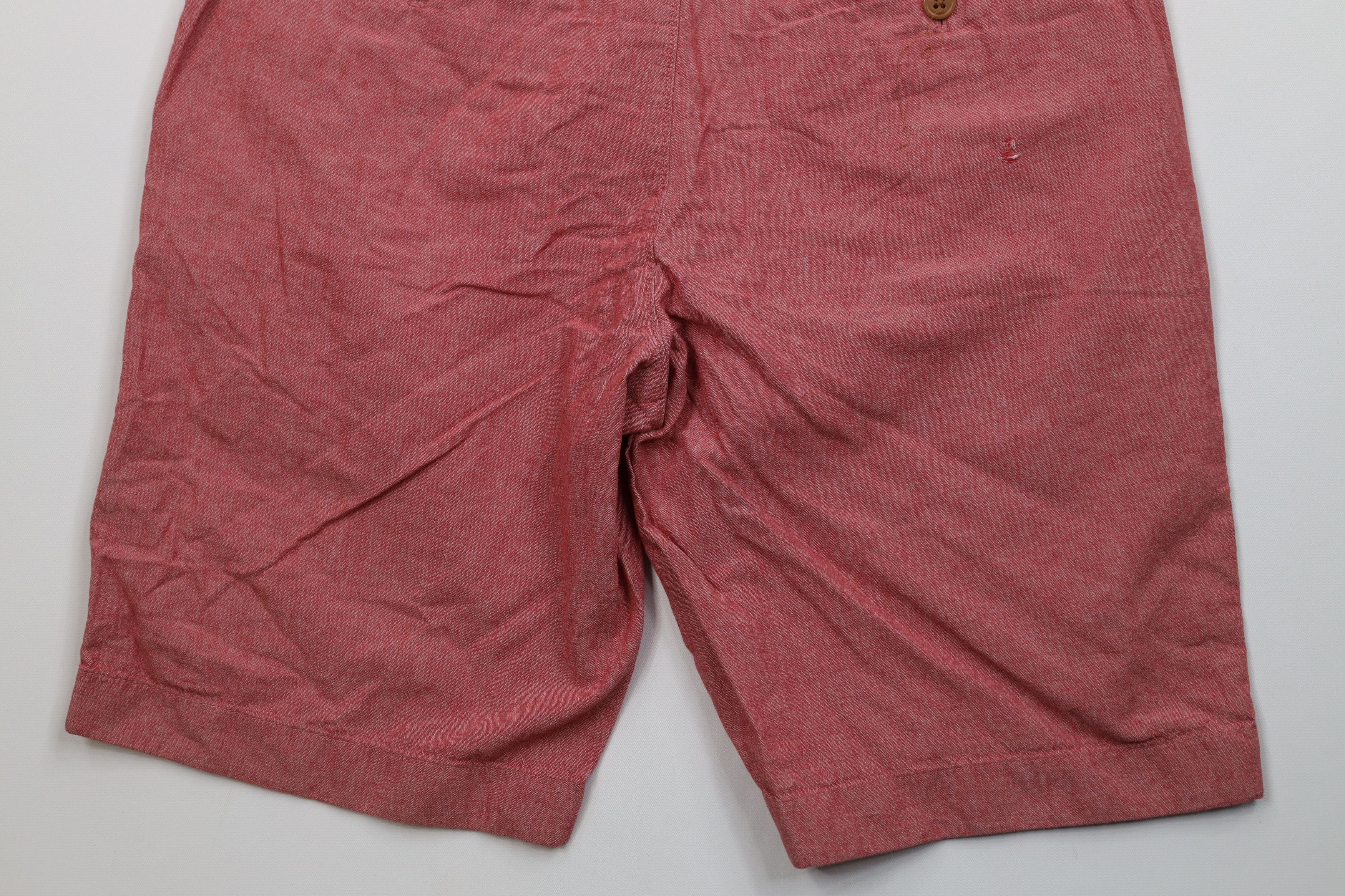J.Crew J Crew Rivington Chambray Above Knee Chino Shorts Red Cotton Size US 31 - 11 Thumbnail