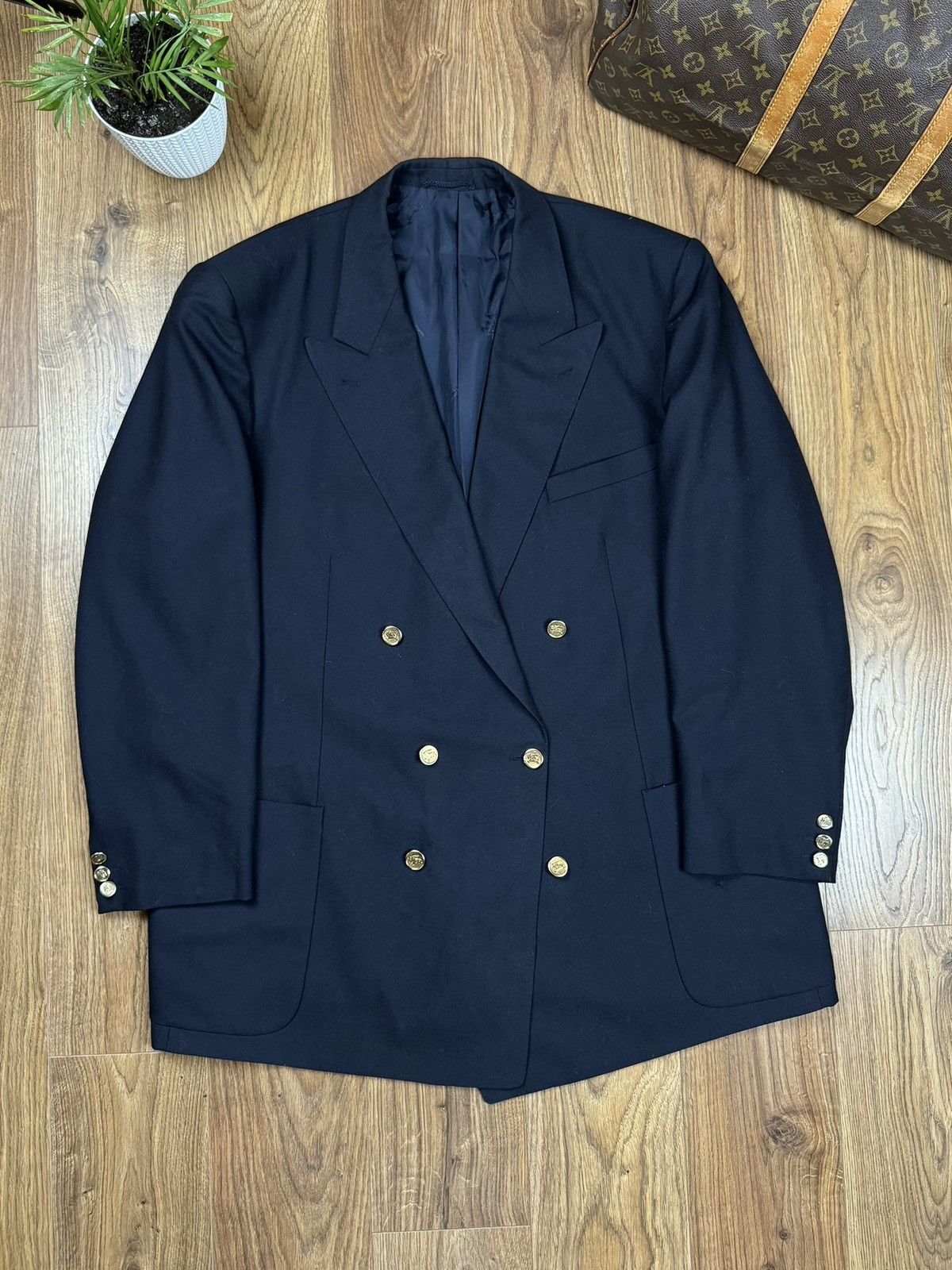 Burberry Vintage wool navy blazer Burberry original luxury item Size 54L - 1 Thumbnail